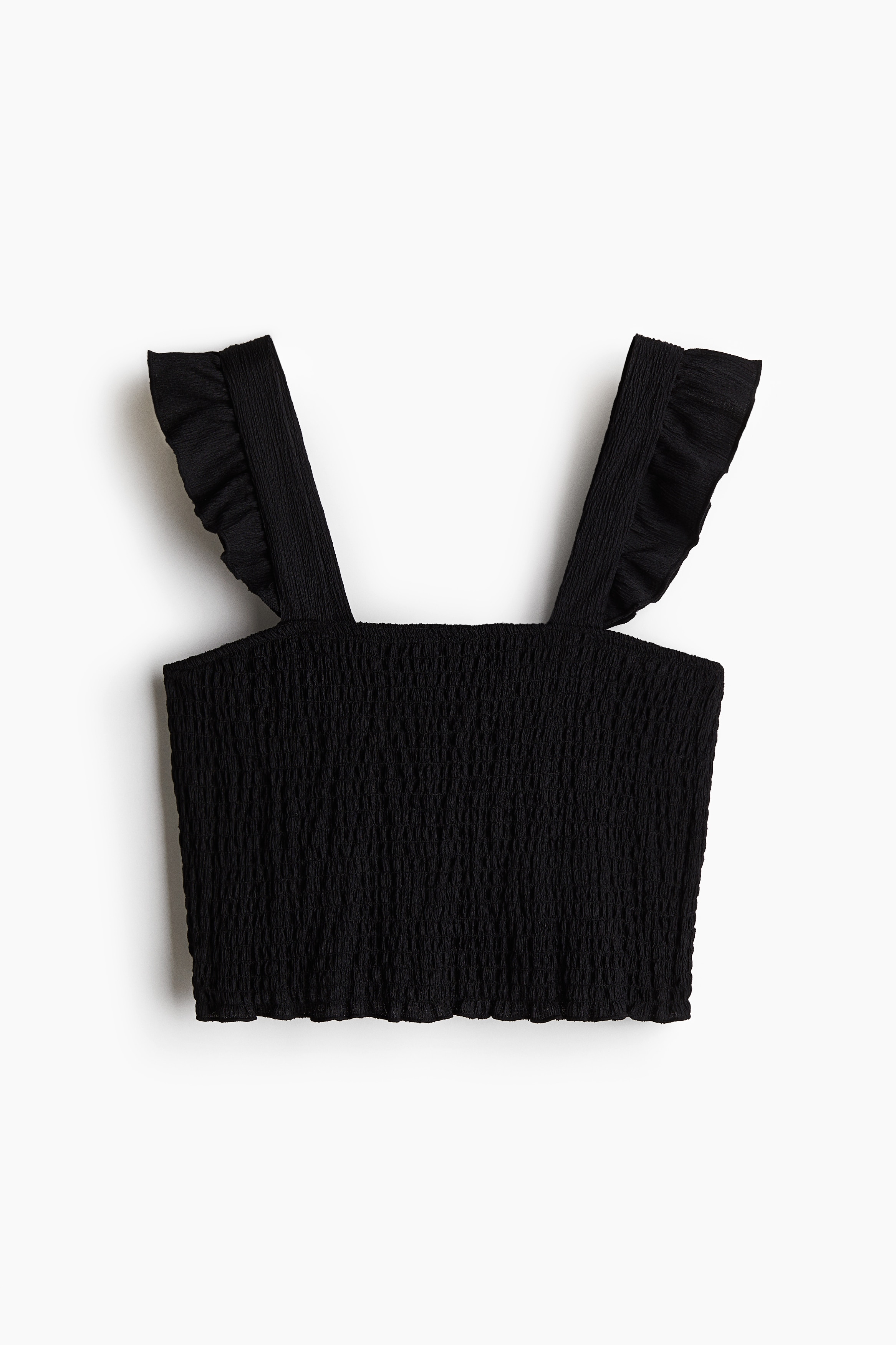 Top corto con smock - Nero/Bianco/Rosa scuro/fantasia