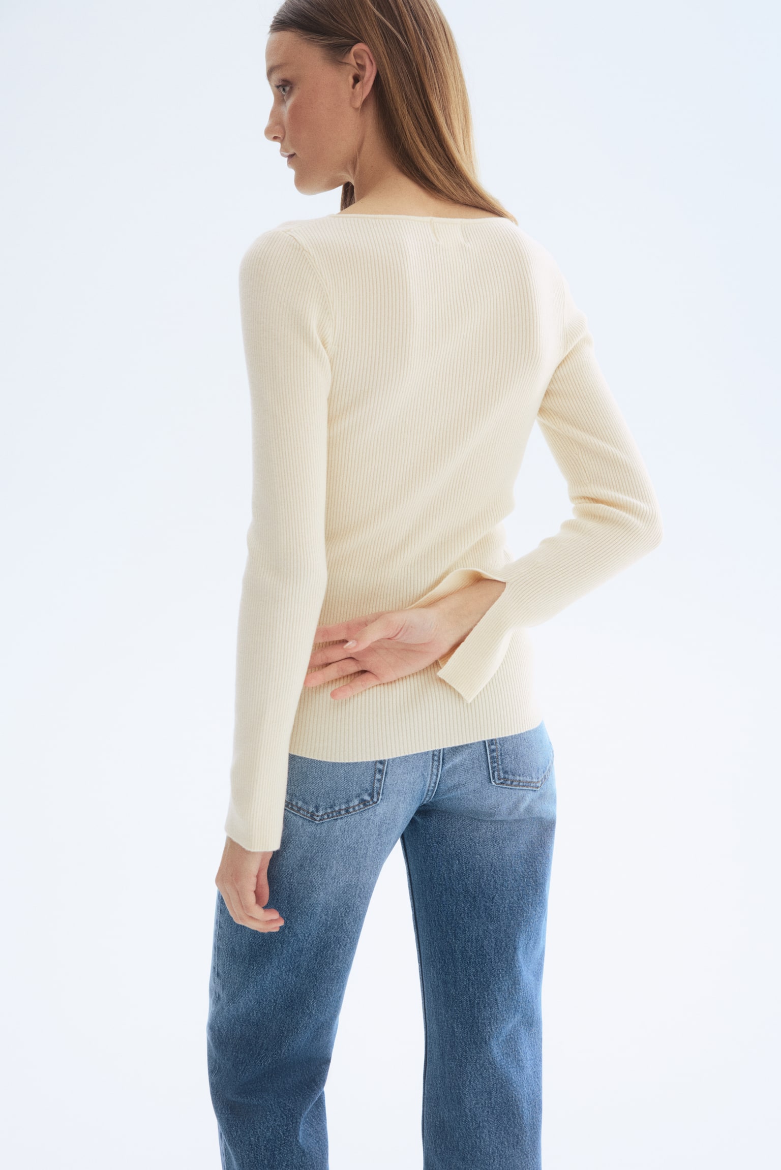 Haut en tricot côtelé - Beige clair/Gris chiné/Rose clair - 5