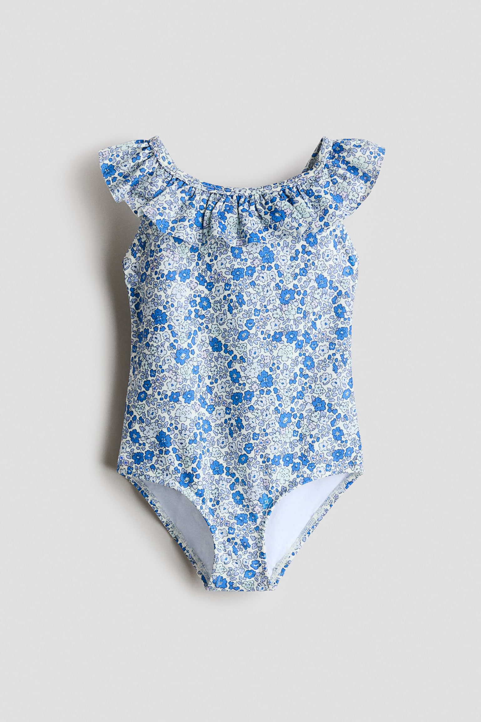 Swimsuit with Flounces - Blue/floral