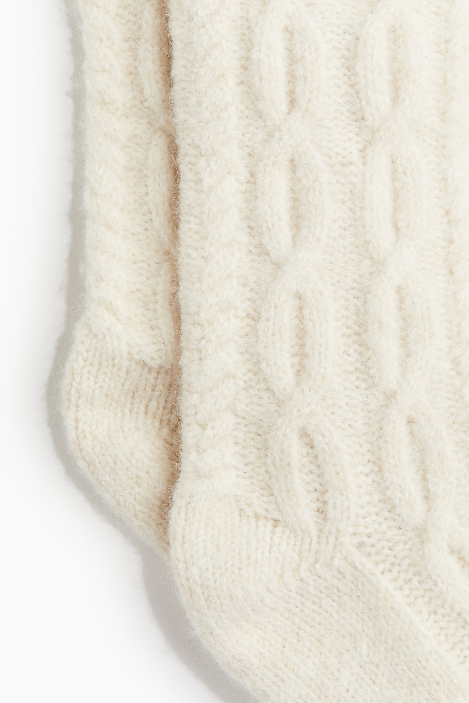 Cable-knit socks - Cream/Light grey marl - 4