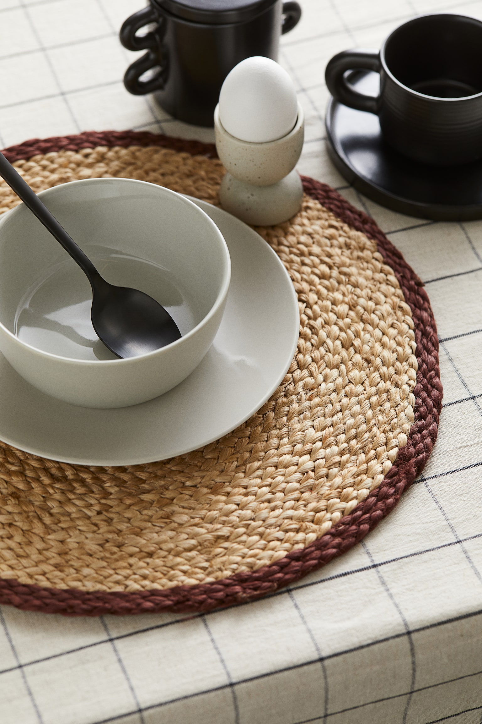 Set de table rond en jute - Beige/marron - 2