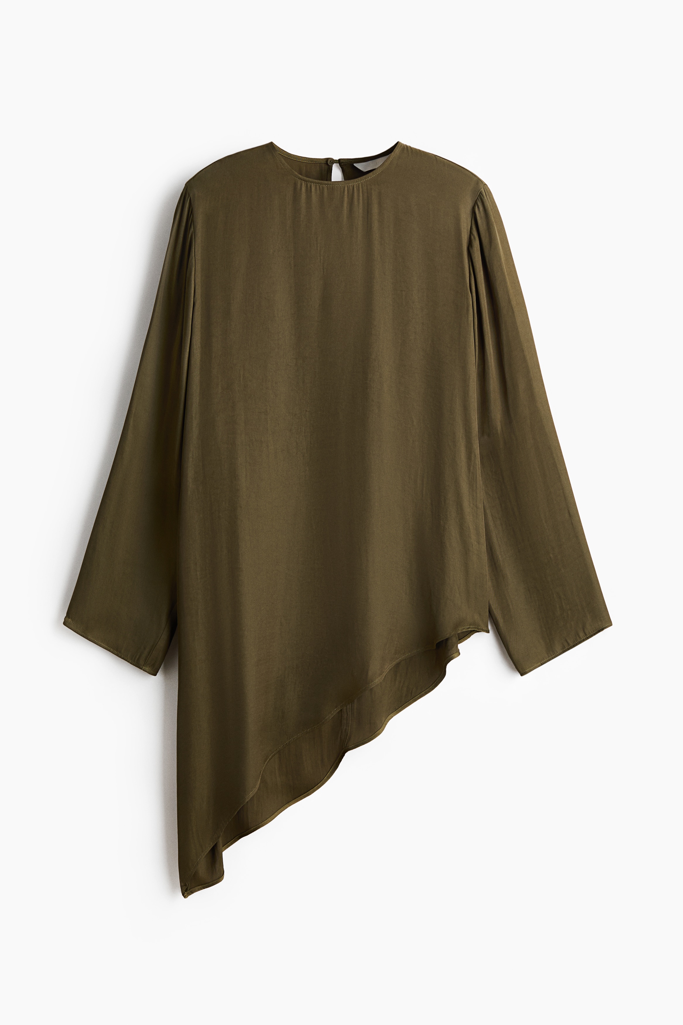 Asymmetric Blouse - Dark khaki green/Cream
