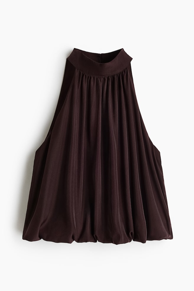 Bubble-hem top - Dark brown/Cream/Dusty beige - 1