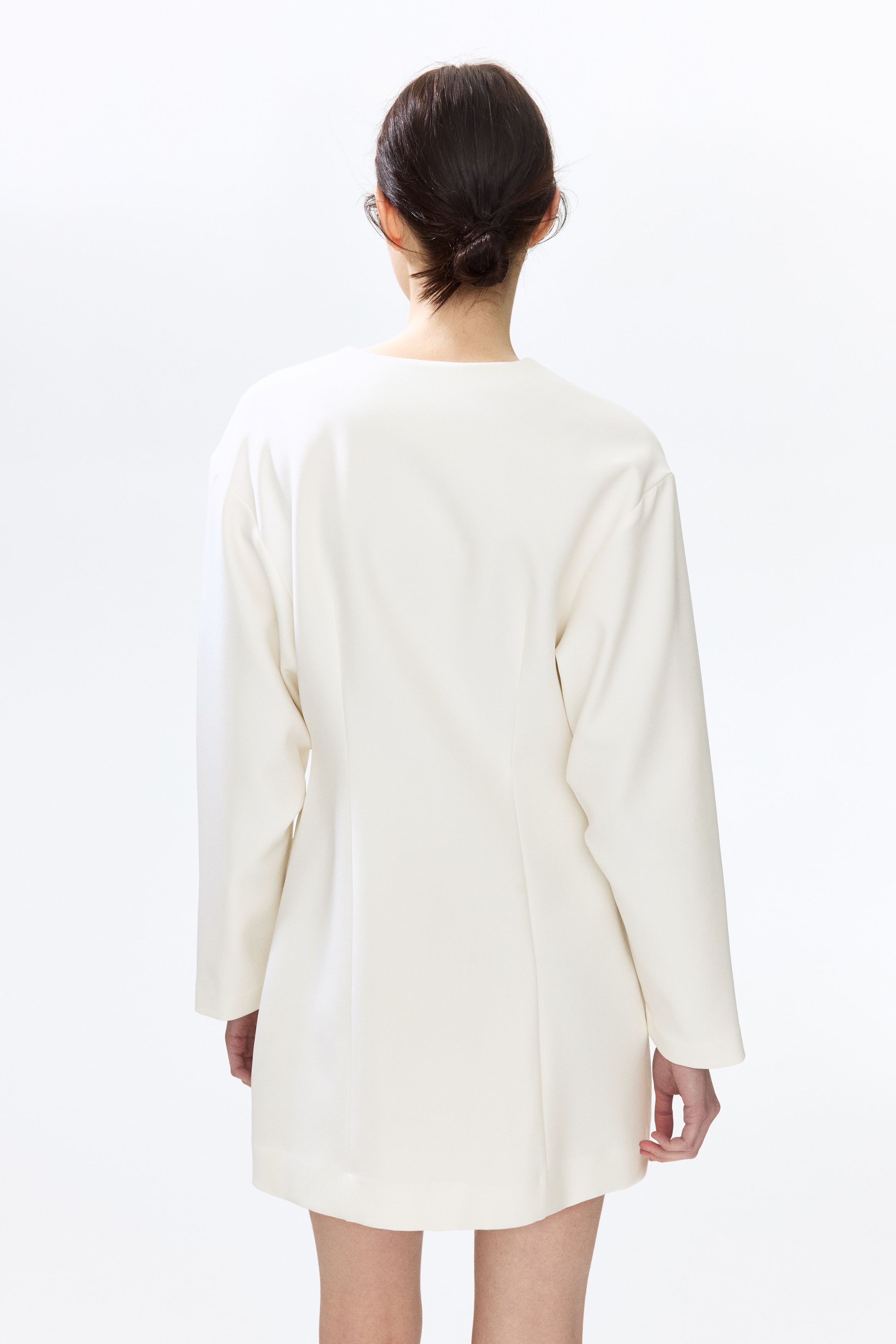 Ladies - White V-Neck Jacket Dress - Size: L - H&M Ladies - White V-Neck Jacket Dress - Size: L - H&M