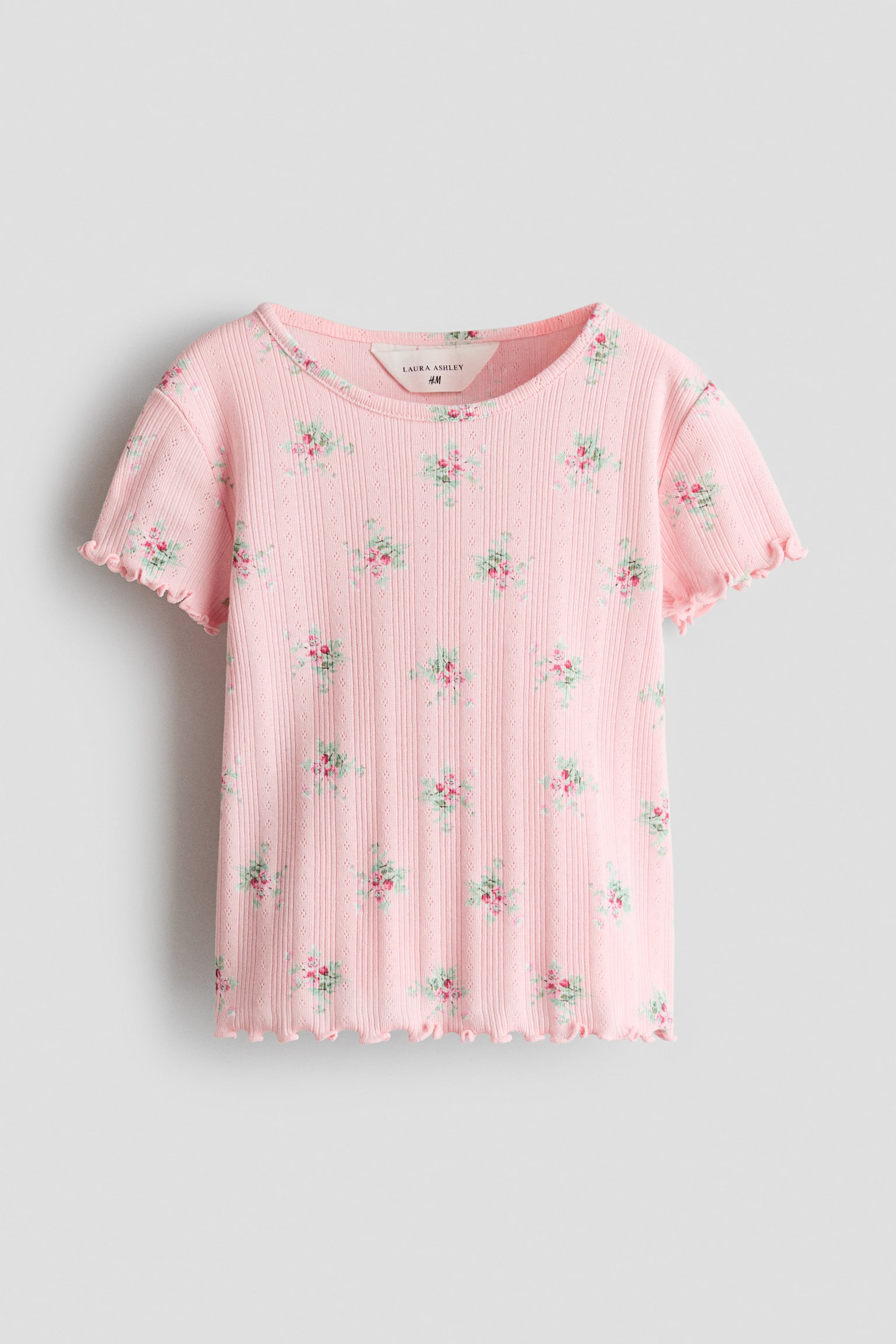 Playera en punto pointelle con diseño - Rosa claro/Floreado/Blanco/Floreado - 1