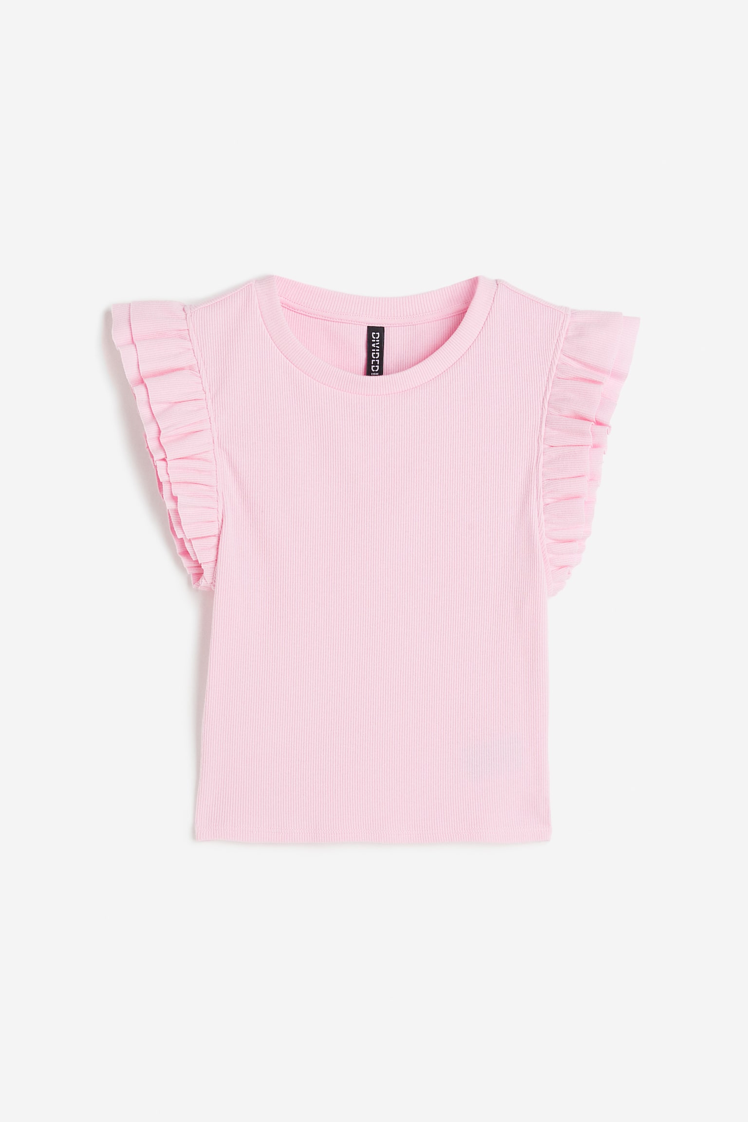 Flutter Sleeve Rib Top - Light pink