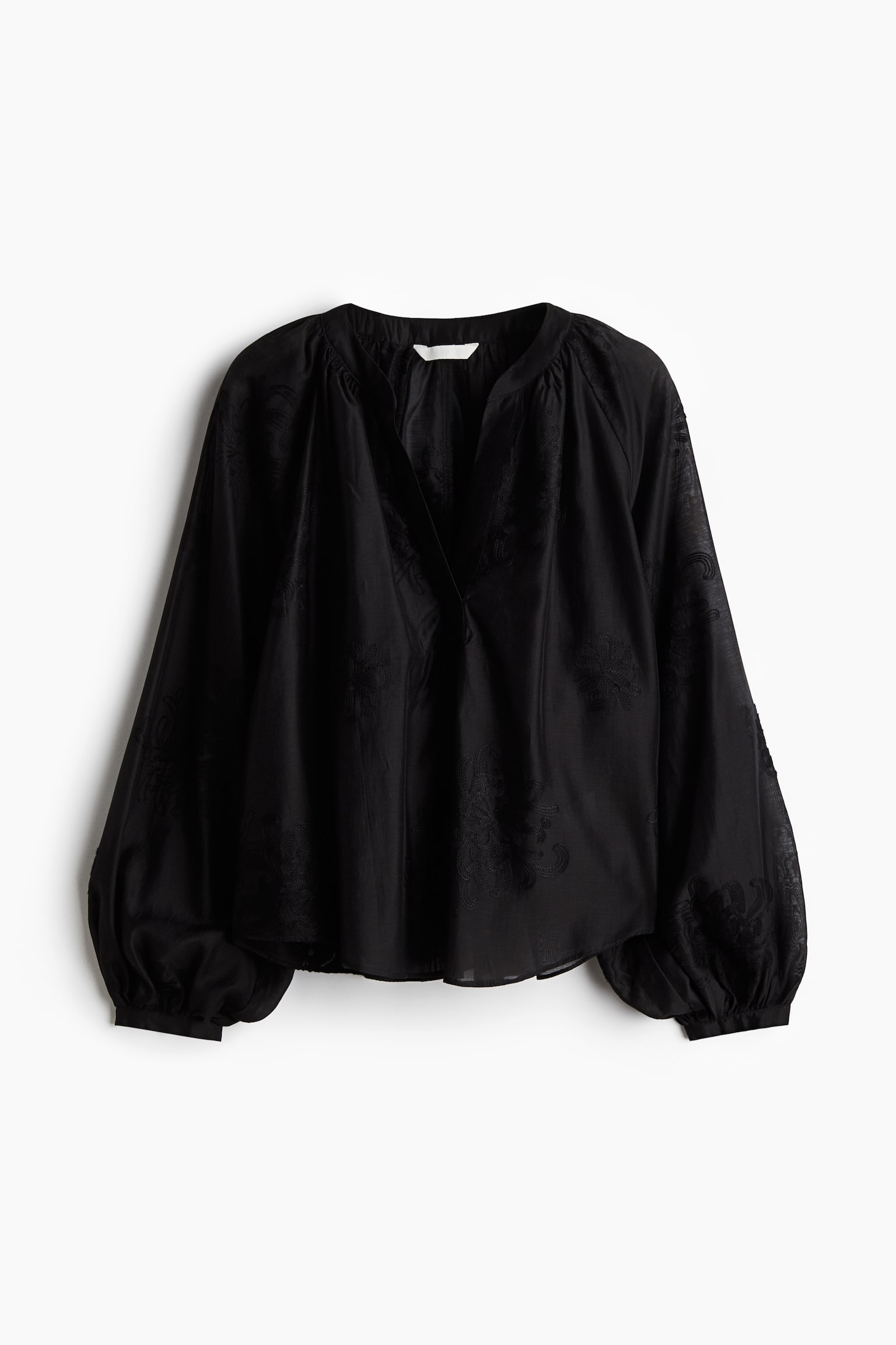 Embroidered blouse - Black/Cream - 2