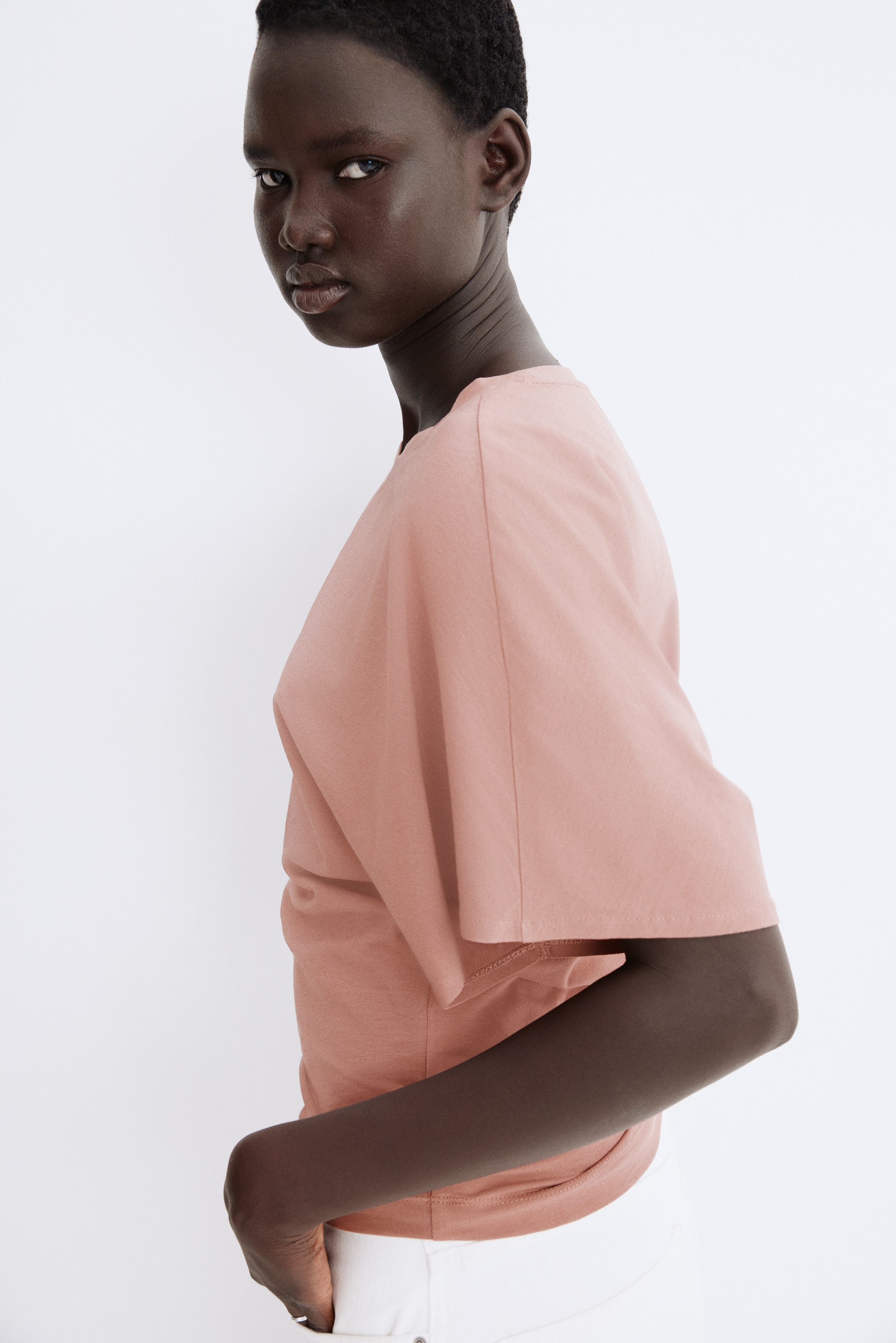 Butterfly-sleeved T-shirt