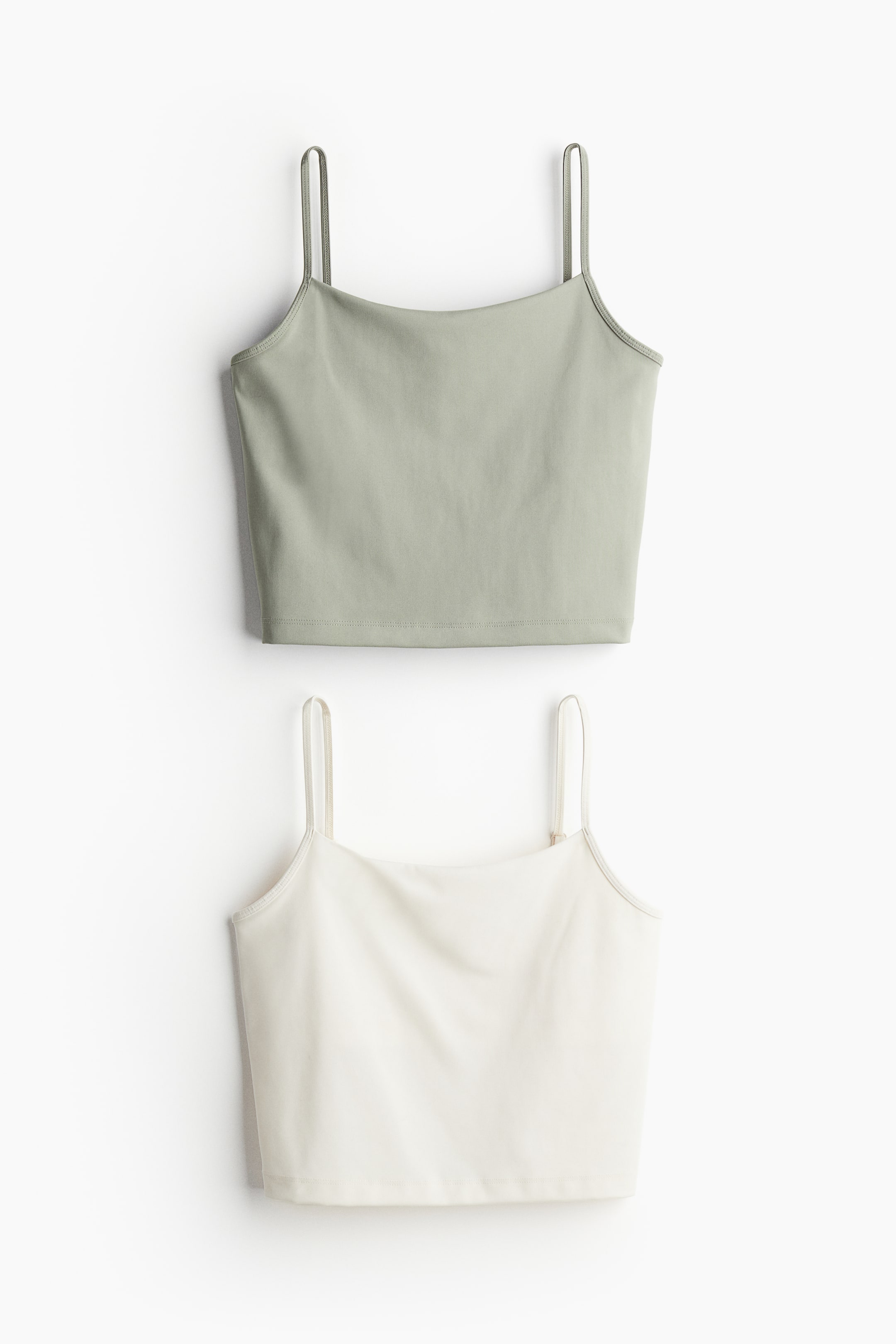 2-pack träningslinne med sport-bh - Ljus khakigrön/Vit - DAM | H&M SE 1