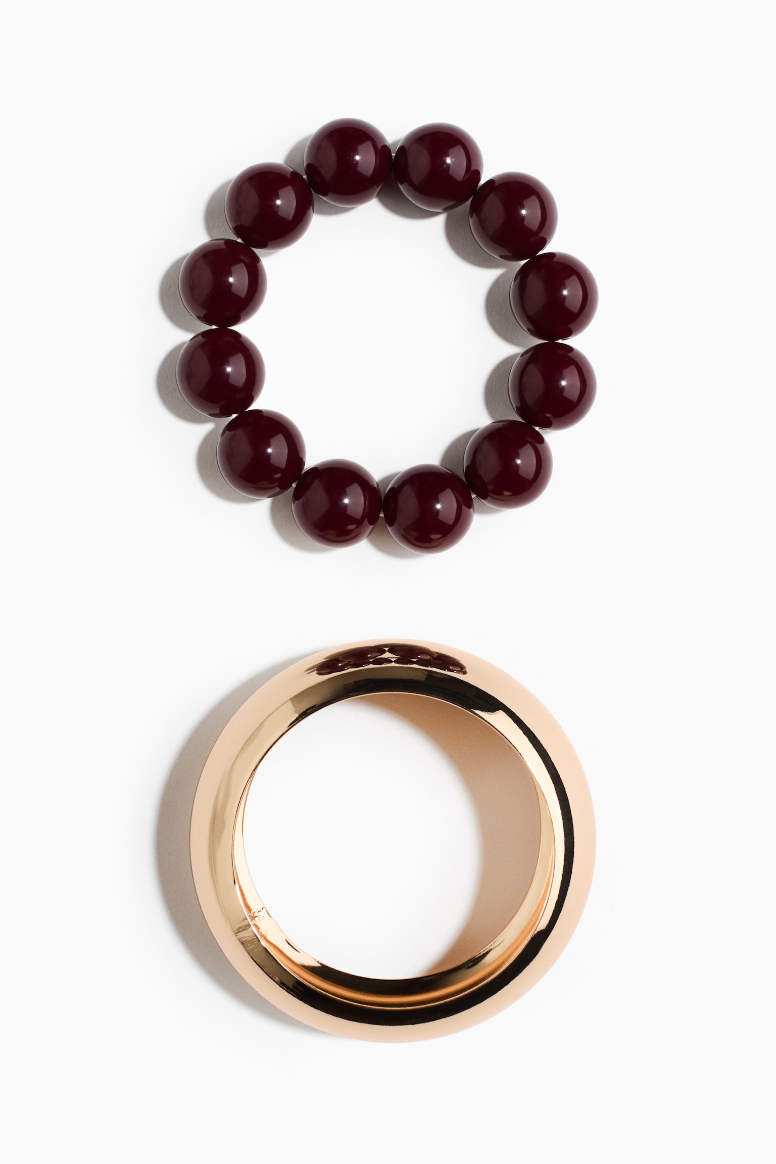 2'li Bileklik - Koyu kırmızı/Altın rengi/Koyu yeşil/Altın rengi