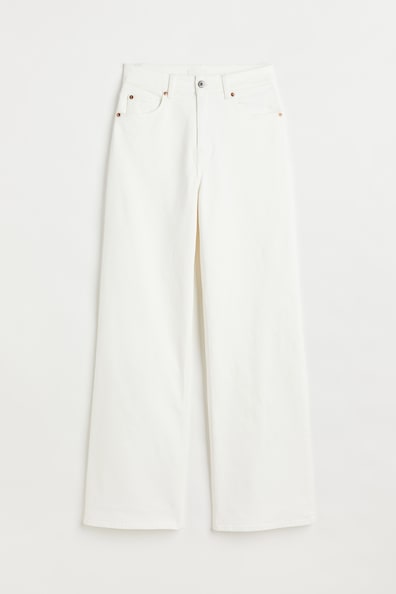 Wide High Jeans - High waist - Long - White - Ladies | H&M GB