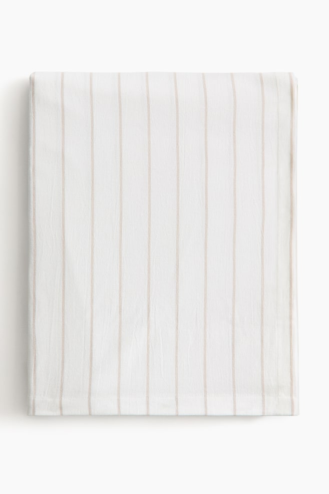 Patterned Linen-Blend Tablecloth - White/beige striped/Cream/brown striped/White/checked/Taupe/checked - 1