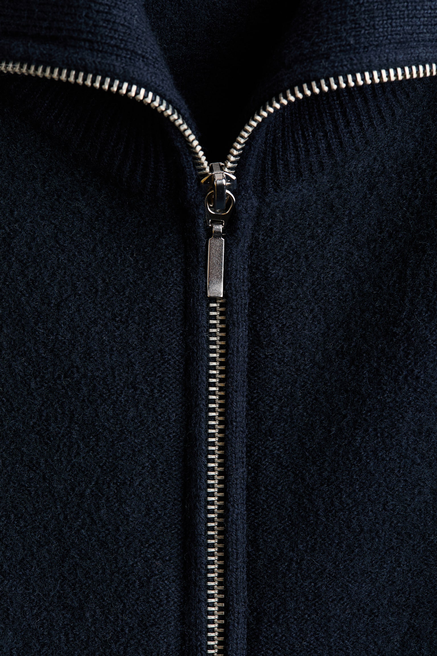 Wool zip-through cardigan - Navy blue - 3