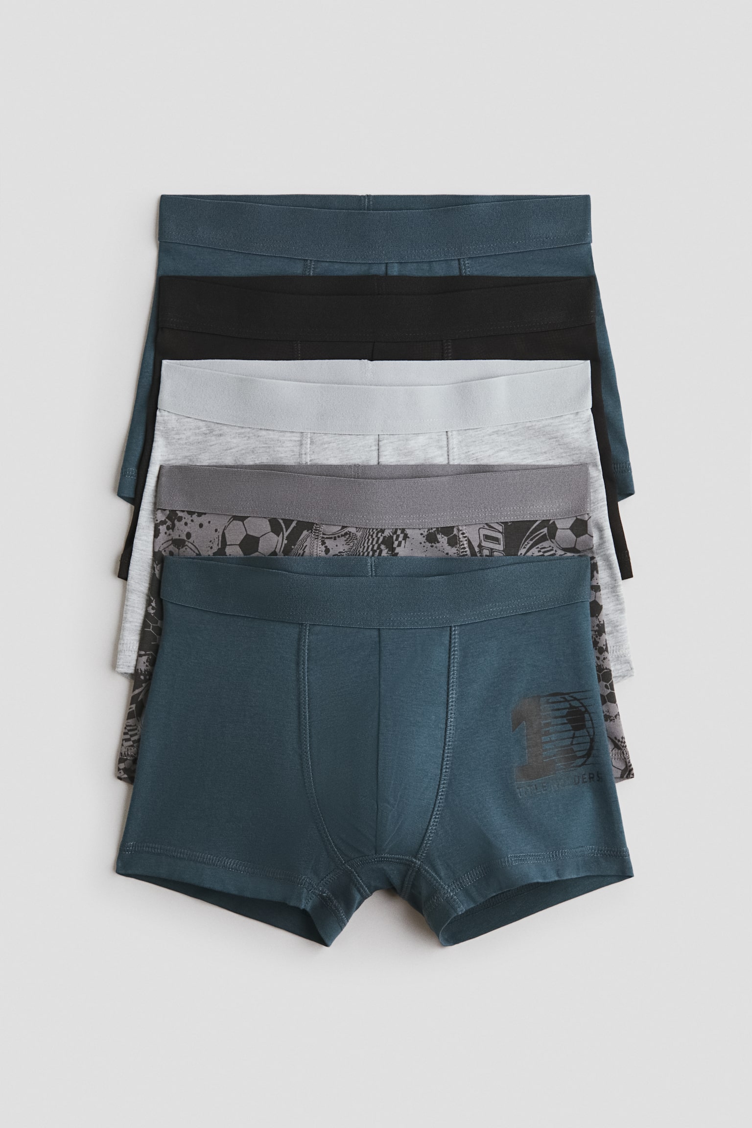 Boxer in cotone 5 pezzi - Turchese/palloni da calcio/Blu polvere/grigio mélange/Nero/Casual ATHL/Grigio chiaro mélange/grigio/Verde kaki/grigio mélange