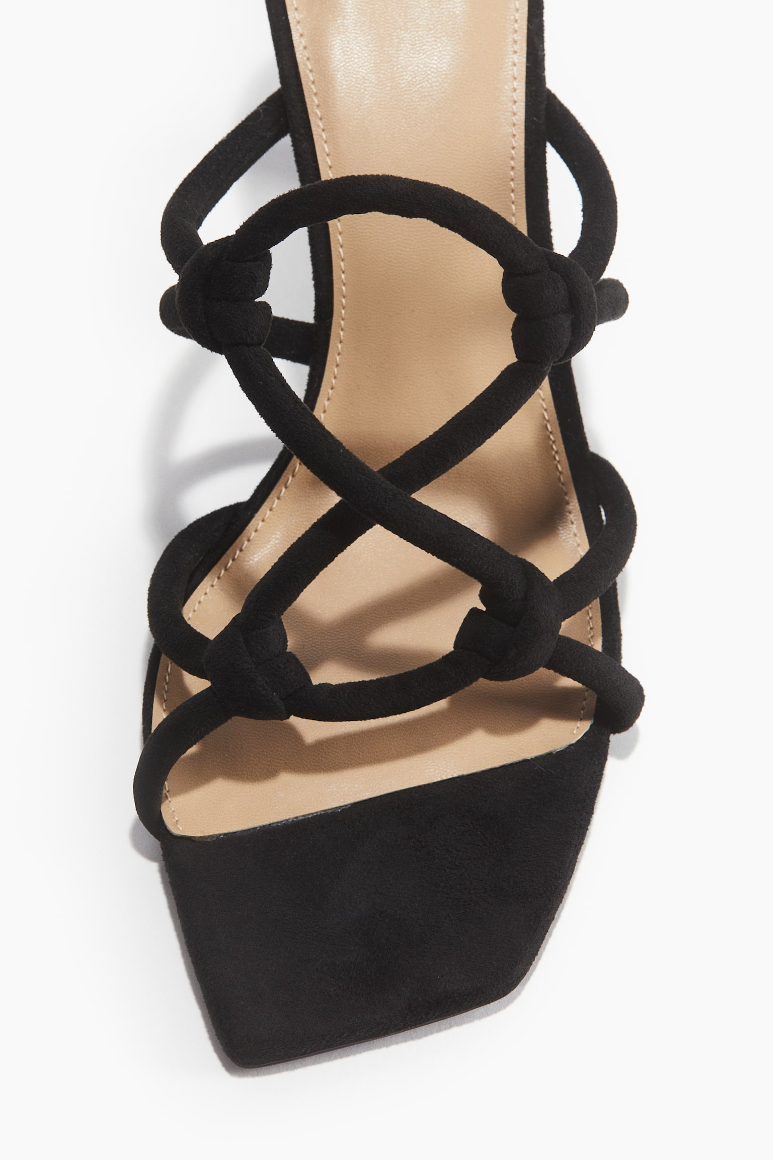 Heeled Strappy Sandals - Black/Light beige - 4