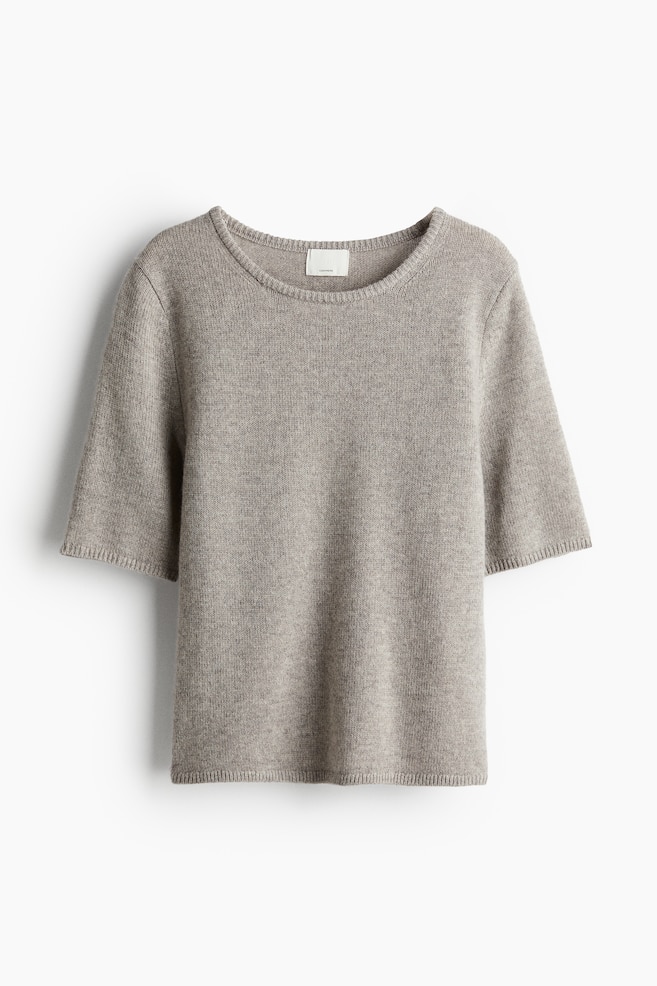 Cashmere T-shirt - Greige marl - 1