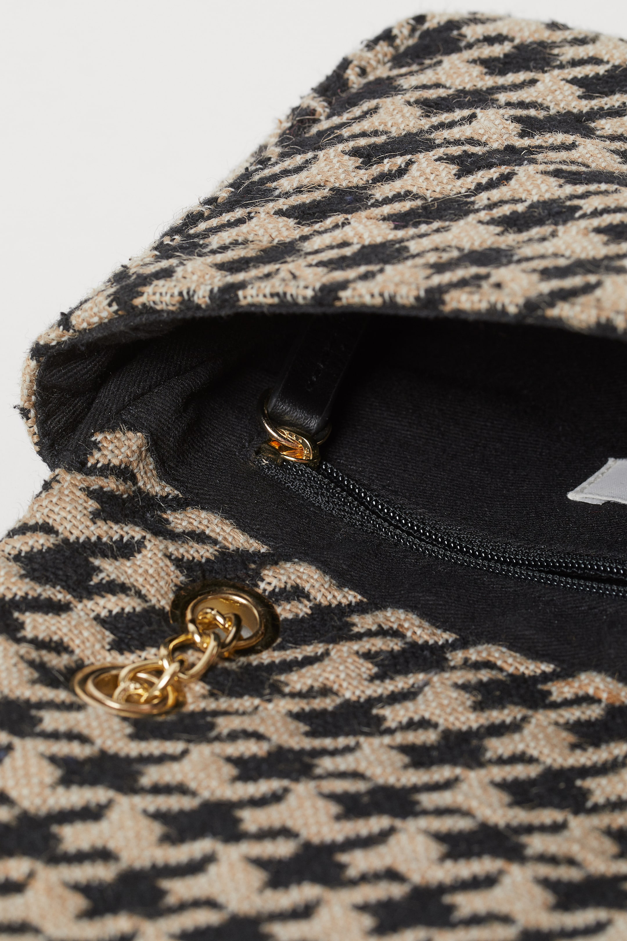 Juteblend shoulder bag Light beige/Dogtoothpatterned Ladies H&M GB