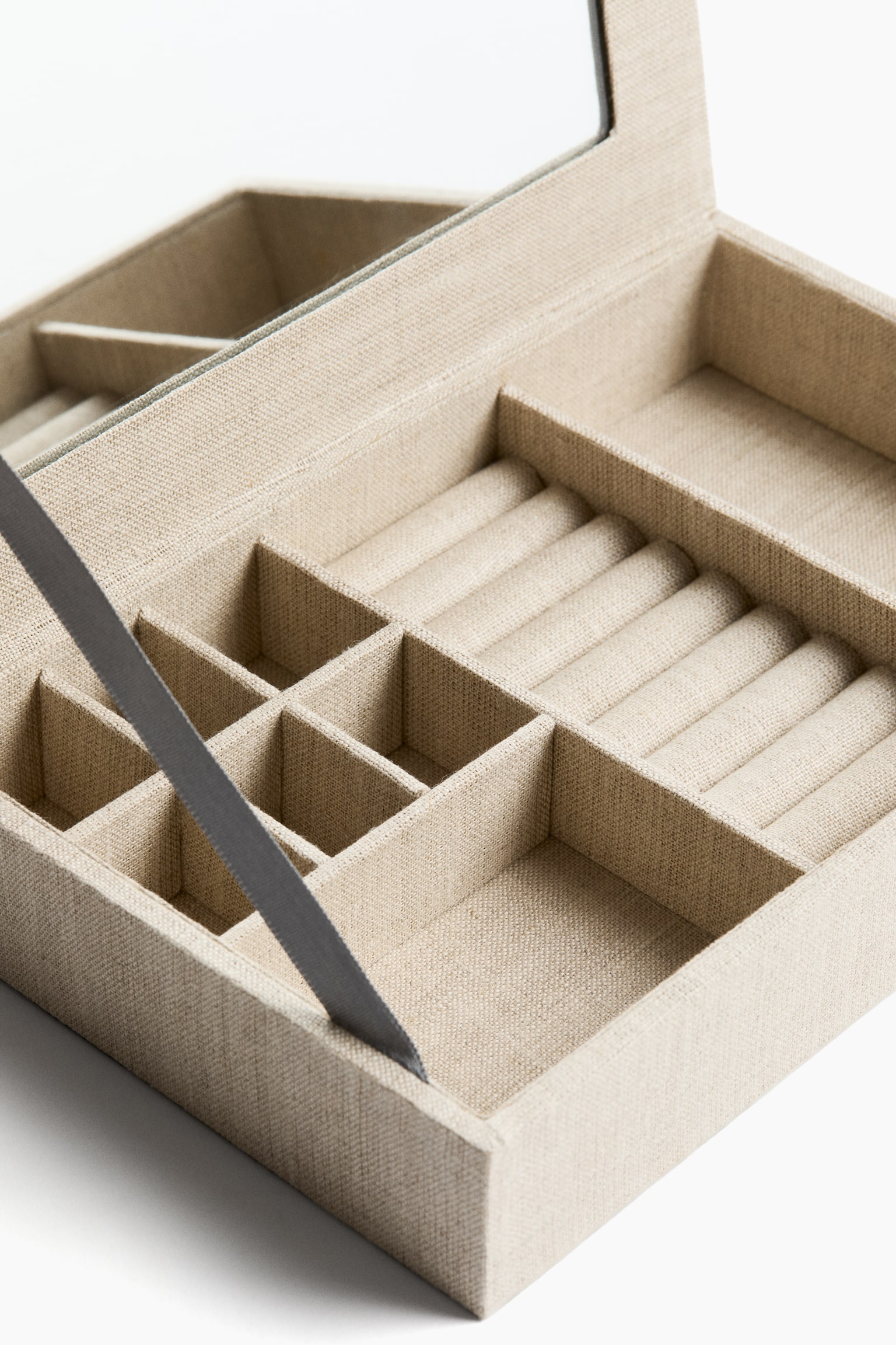 Linen jewellery box - Beige - 2