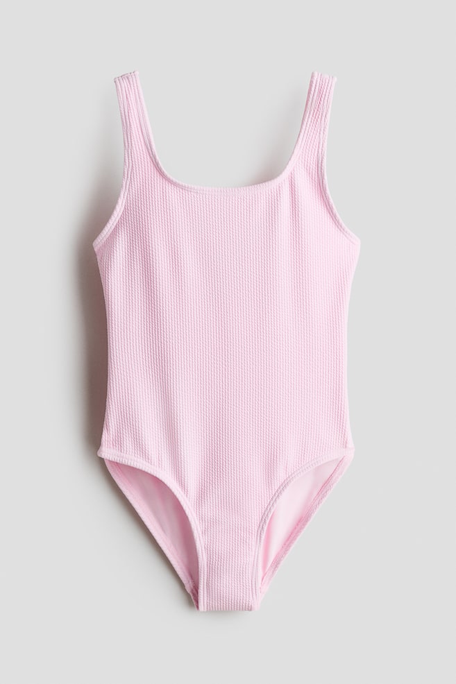 Ribbed swimsuit - Light pink/Dark blue/Black - 1
