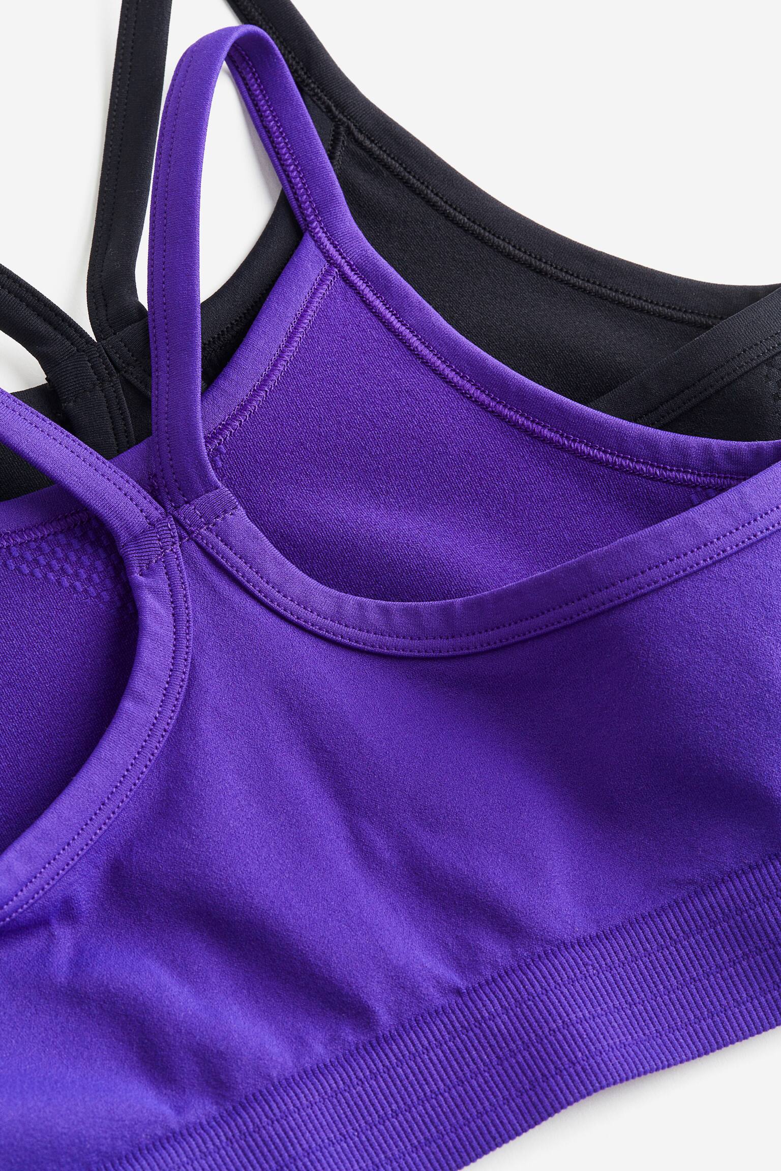 2-pack Seamless Activewear Tops In DryMove™ - Dark purple/Black - 2