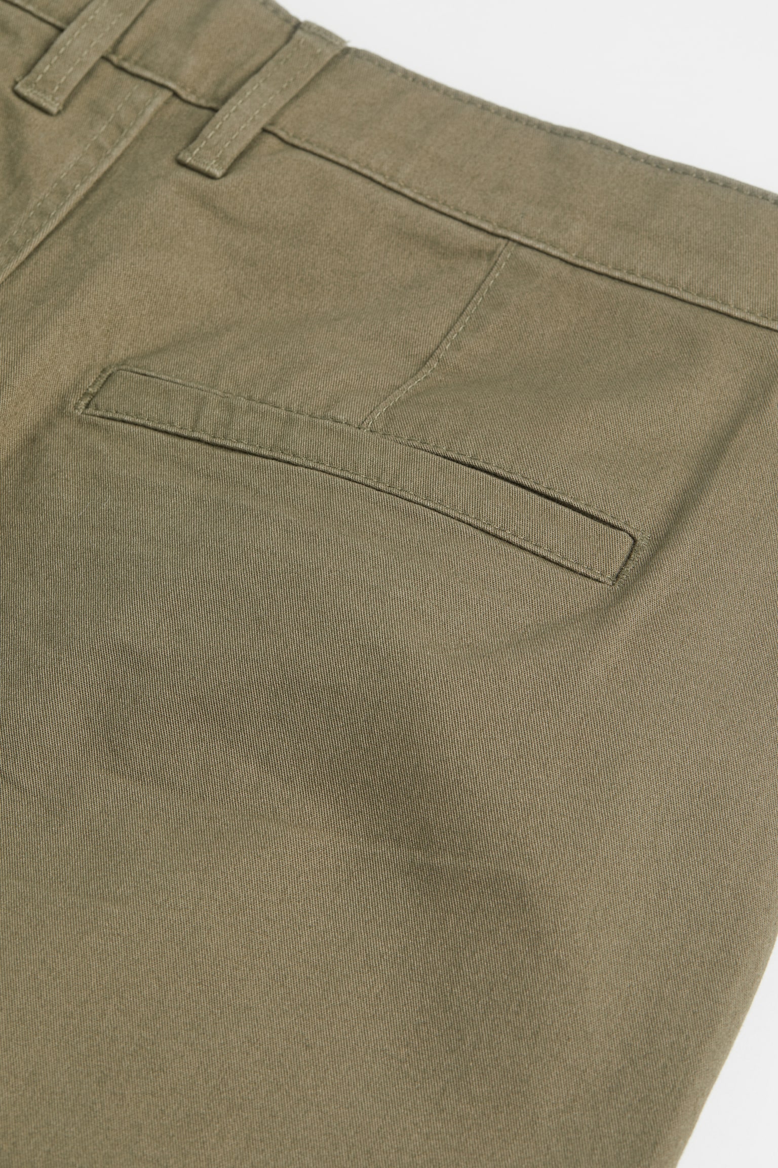 Regular Fit Cotton Chino Shorts - Khaki green/Light beige - 3