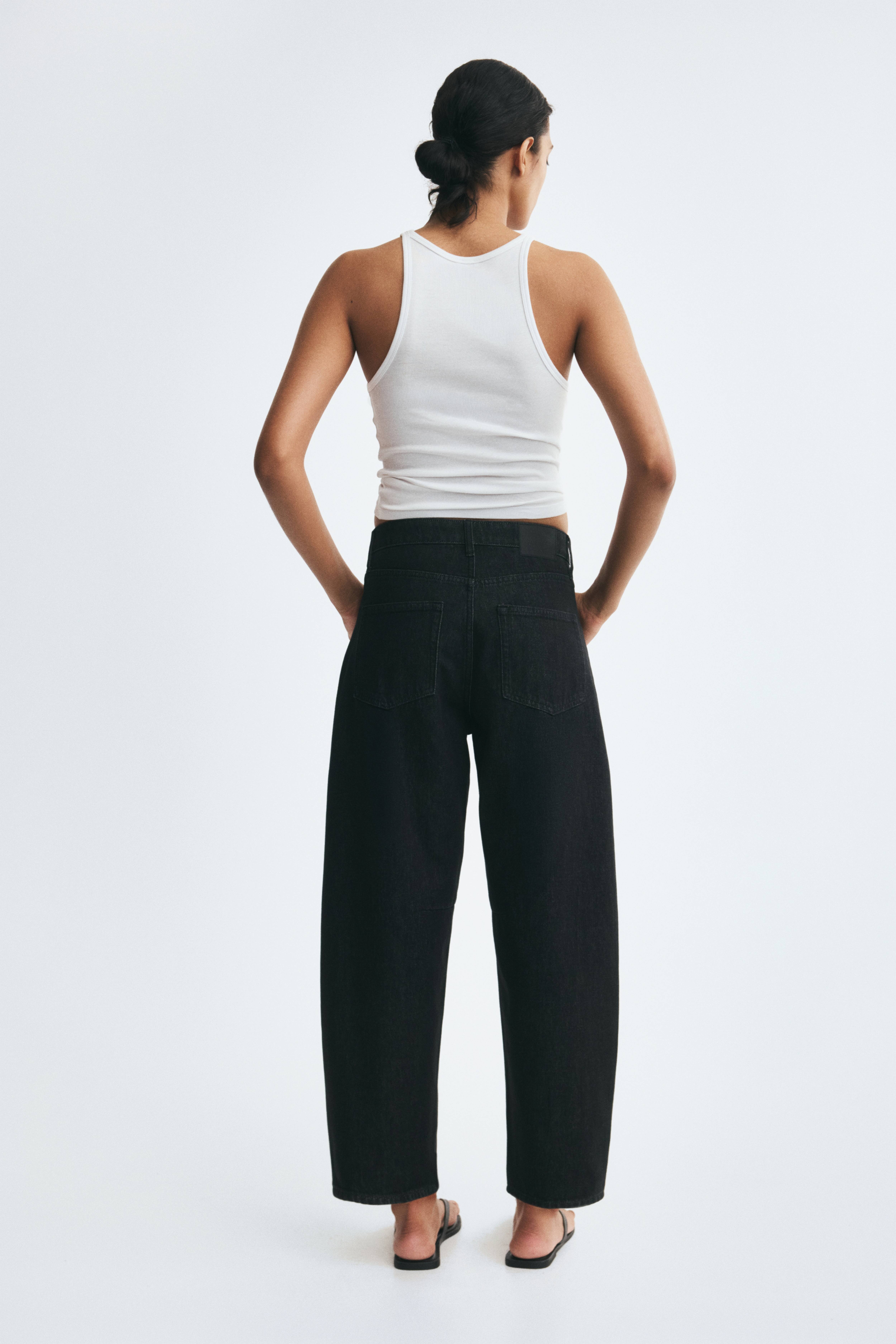 High-Waist Barrel-Leg Ankle Jeans