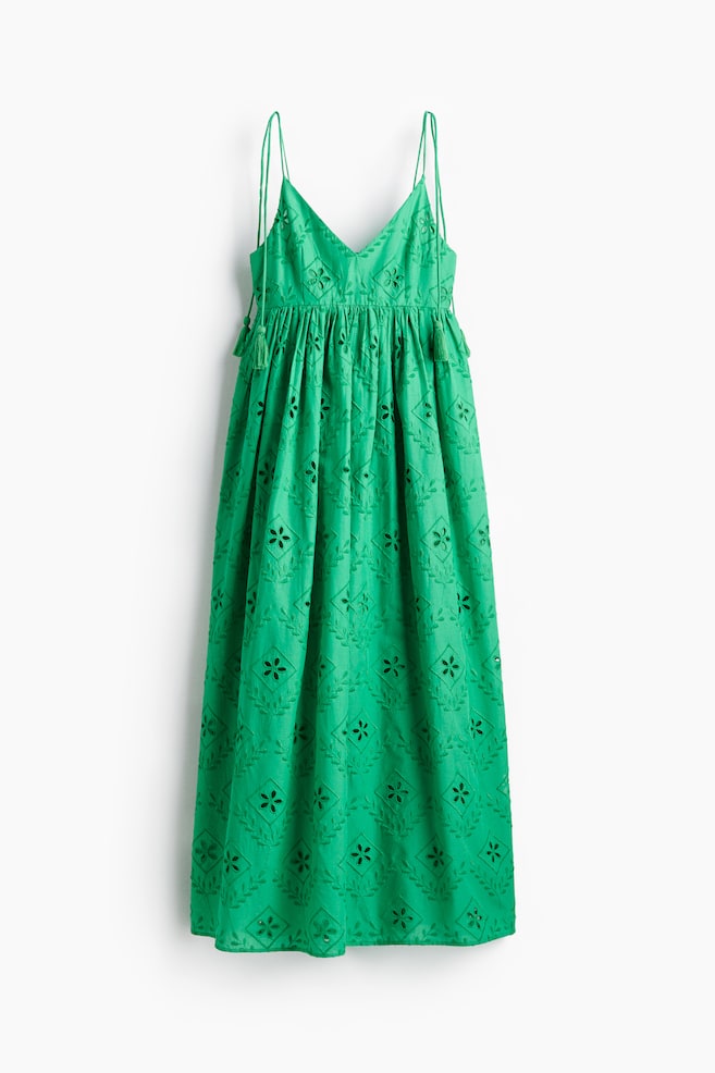 Kleid mit Broderie Anglaise - Grün - 1