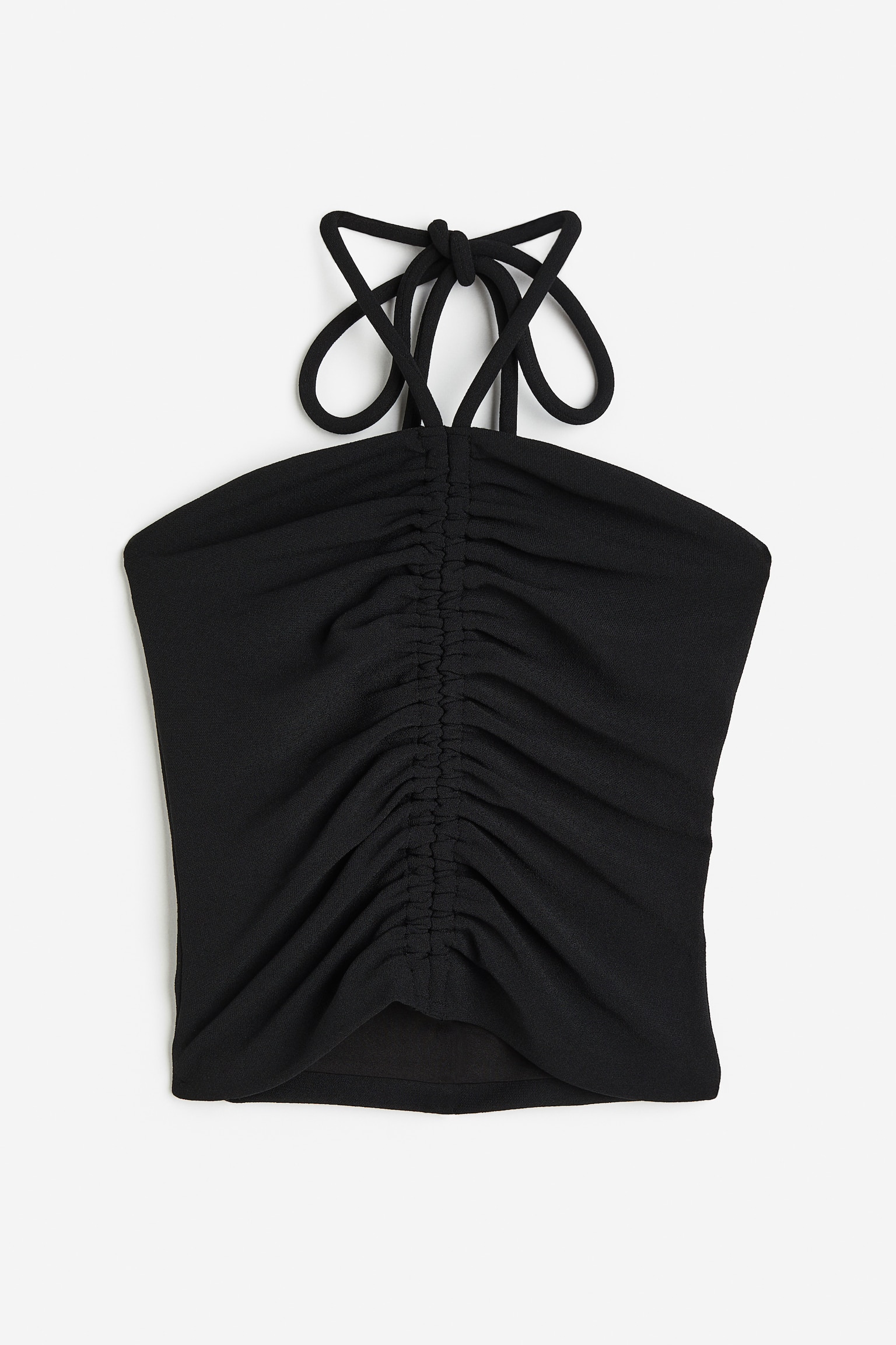 Halterneck Drawstring Top - Black - 1