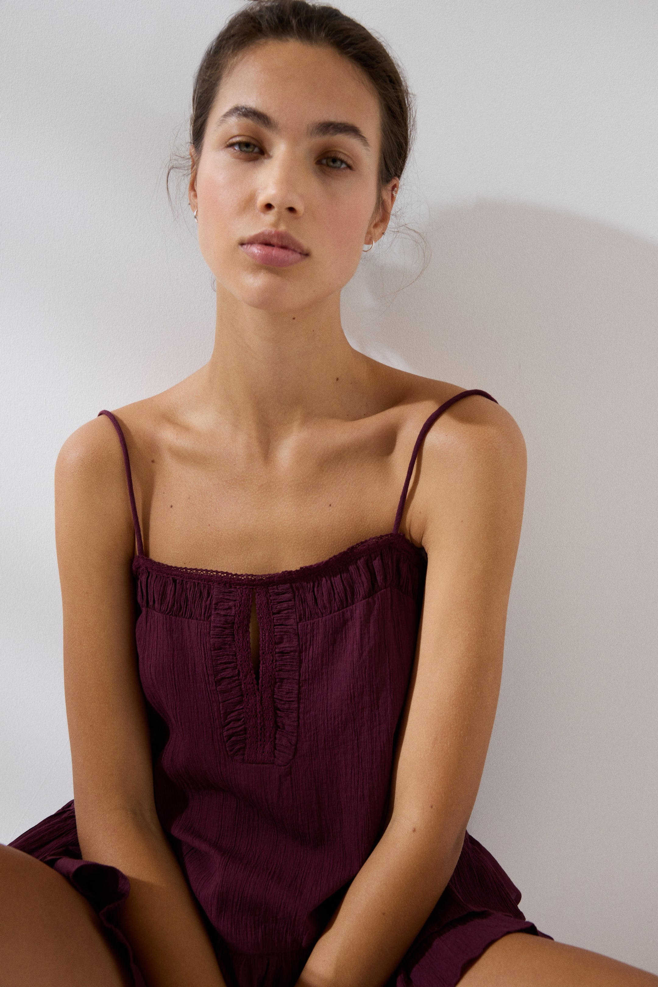 Lace-Trimmed Cotton Pajamas
