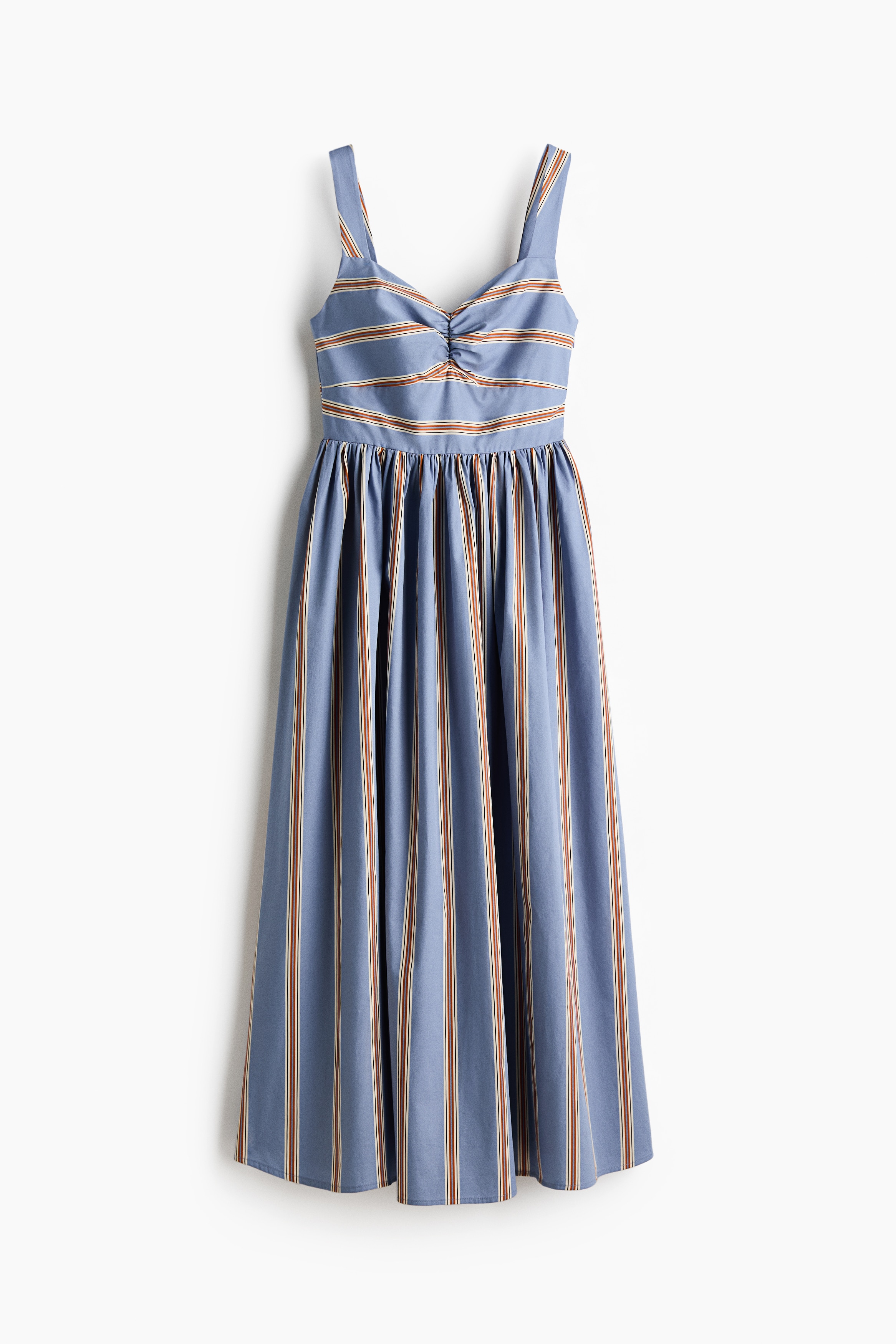 Cotton Poplin Dress - Blue/striped/White/floral