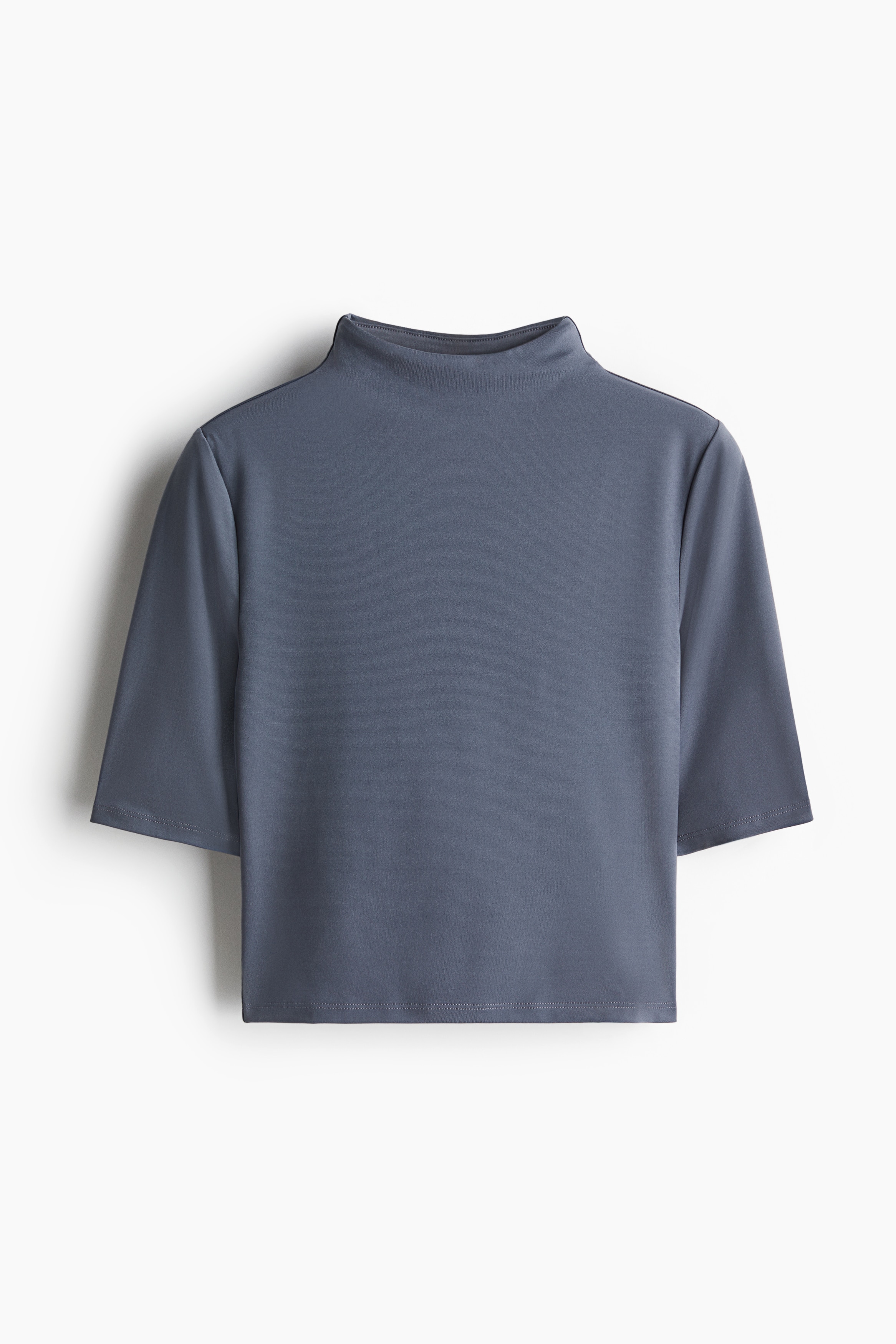 Microfiber Mock Turtleneck Top - Blue-gray - Ladies | H&M US
