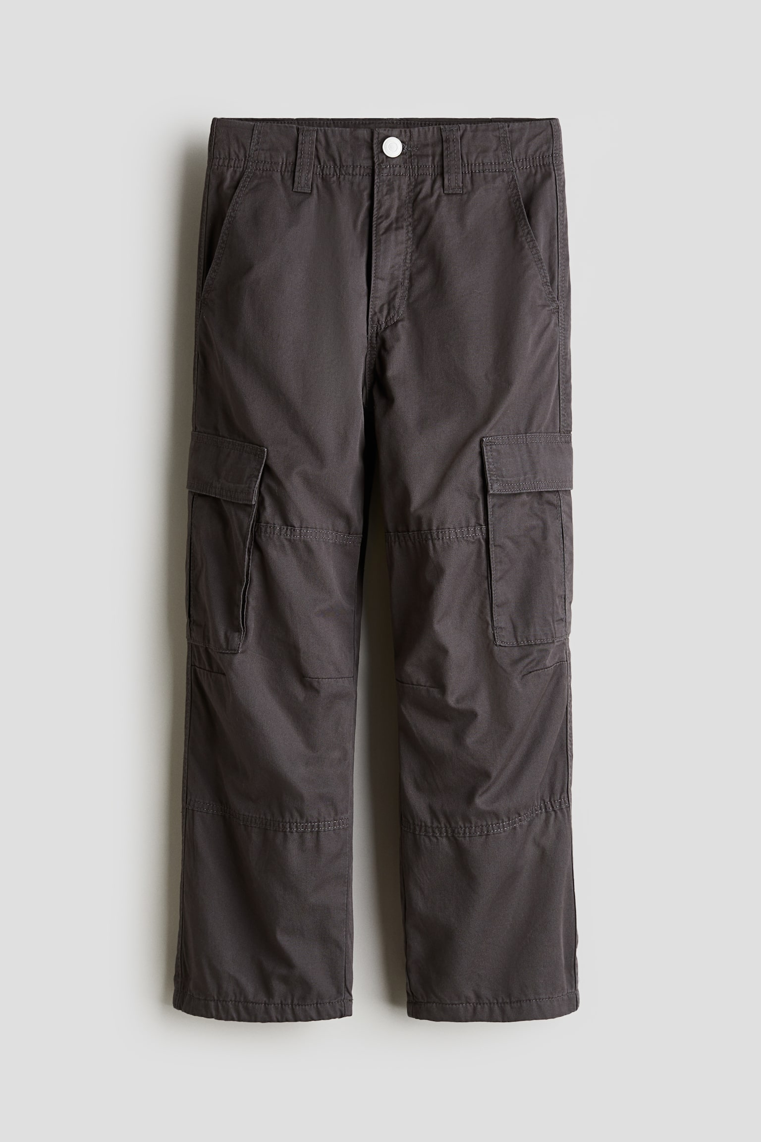 Lined cotton cargo trousers - Dark grey/Black - 1