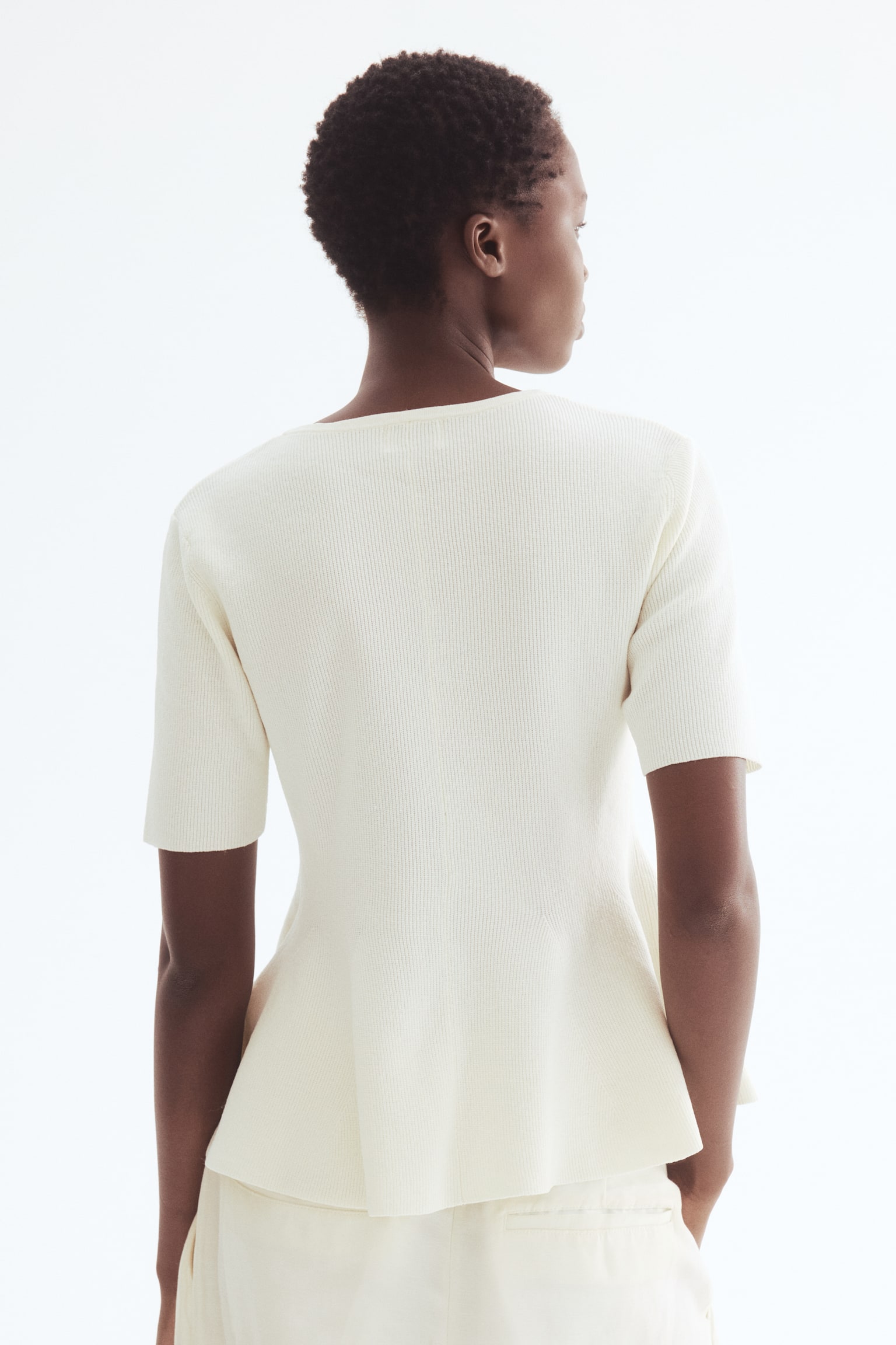 Áo cardigan peplum - Màu kem/Màu đỏ rượu - 3