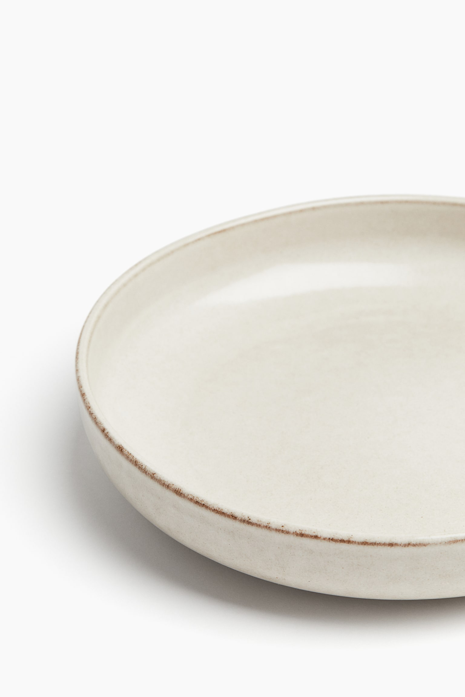 Deep stoneware plate - Beige/Anthracite grey/Natural white/Shiny - 4