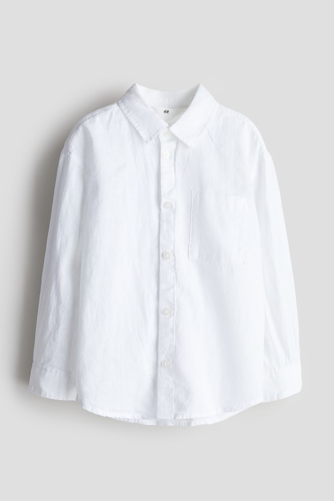 Chemise en lin mélangé - Blanc/Beige clair/Bleu/rayé - 1