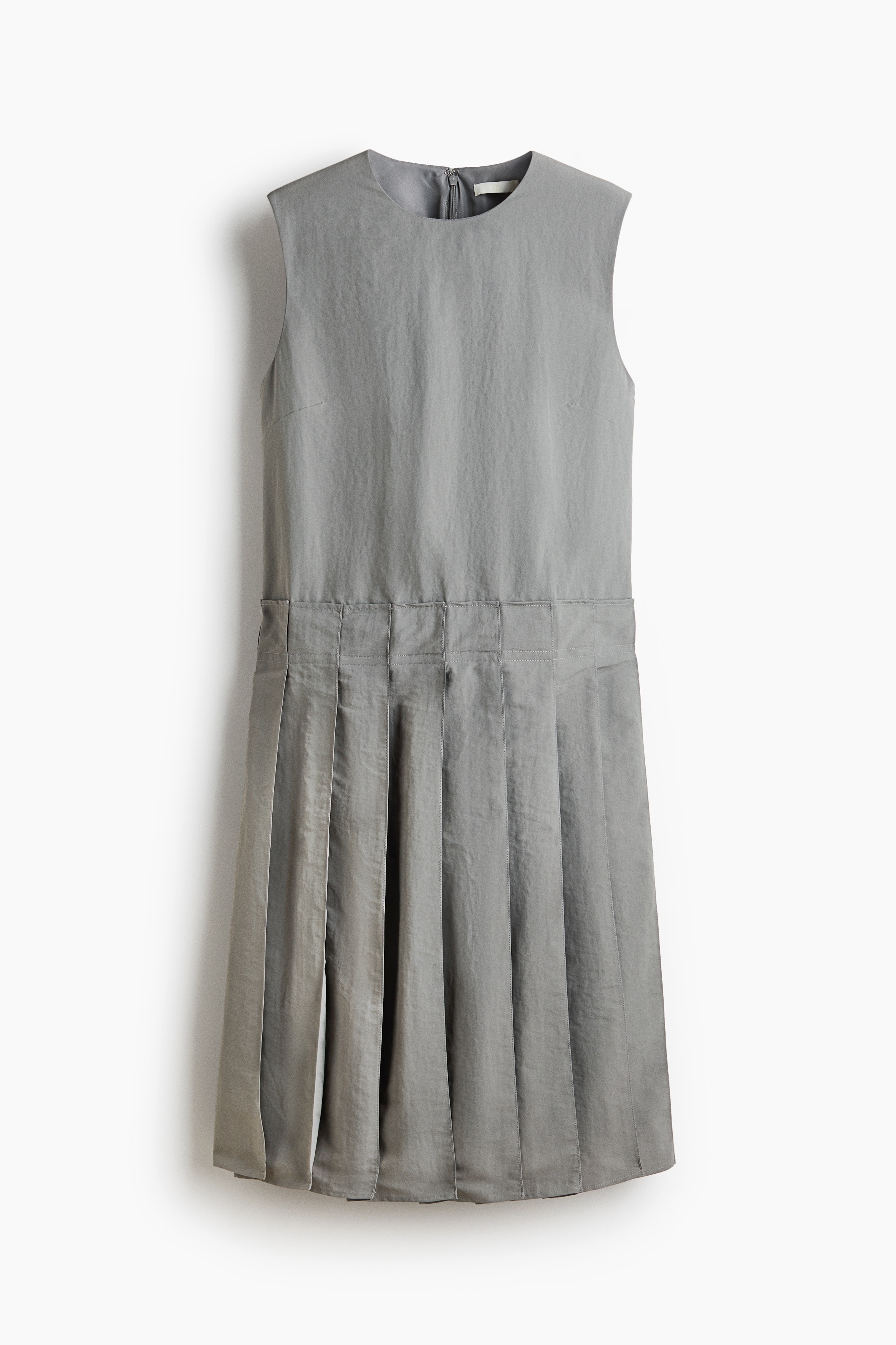 プリーツスカートワンピース - グレー/ブラック