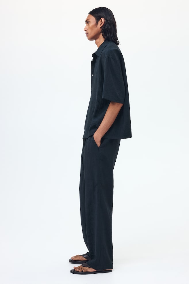 Relaxed-Fit Textured Pants - Black/White/Burgundy/Khaki green - 4