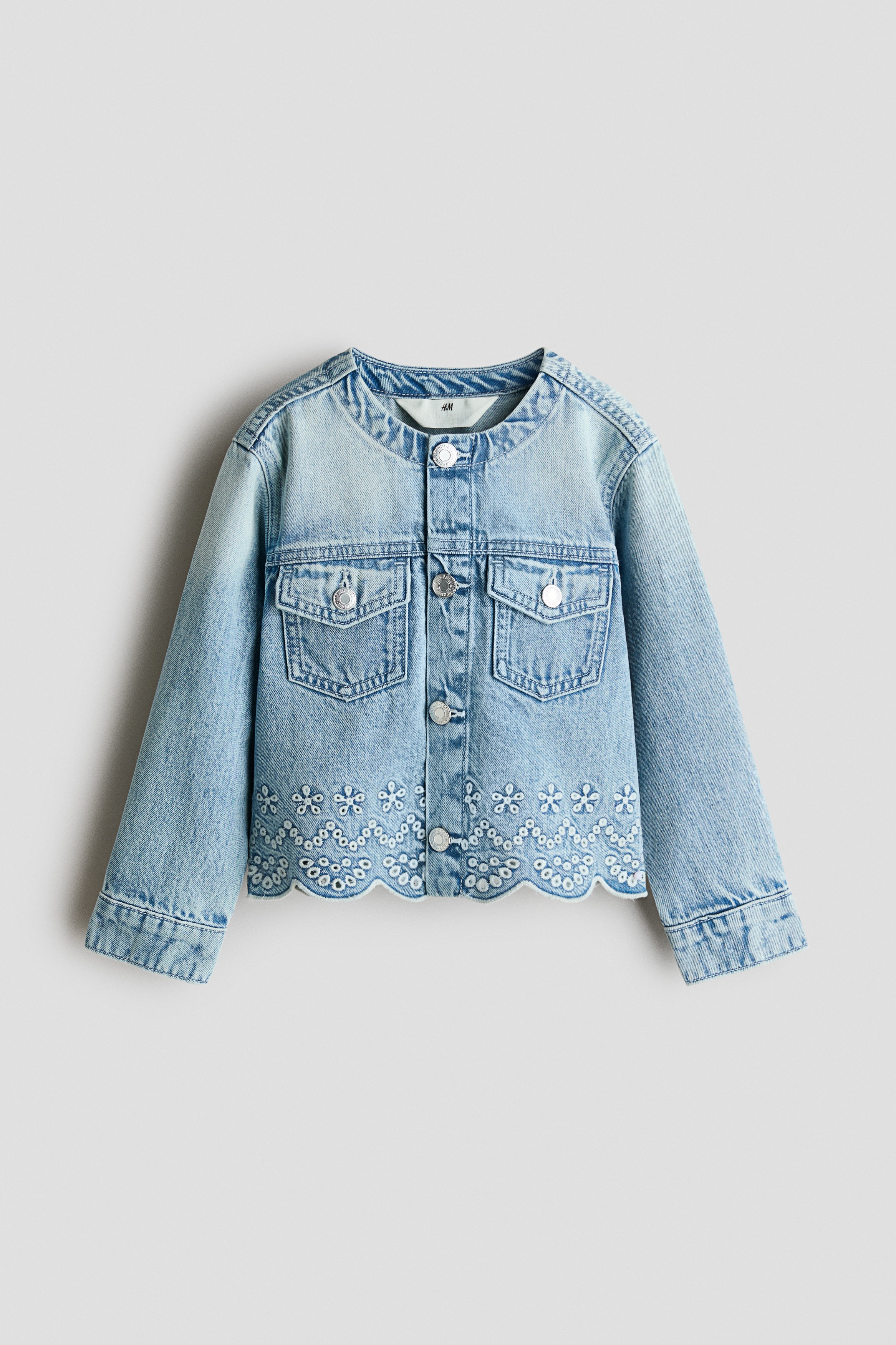 H & M - Denimjacke mit Broderie Anglaise - Blau - Kinder