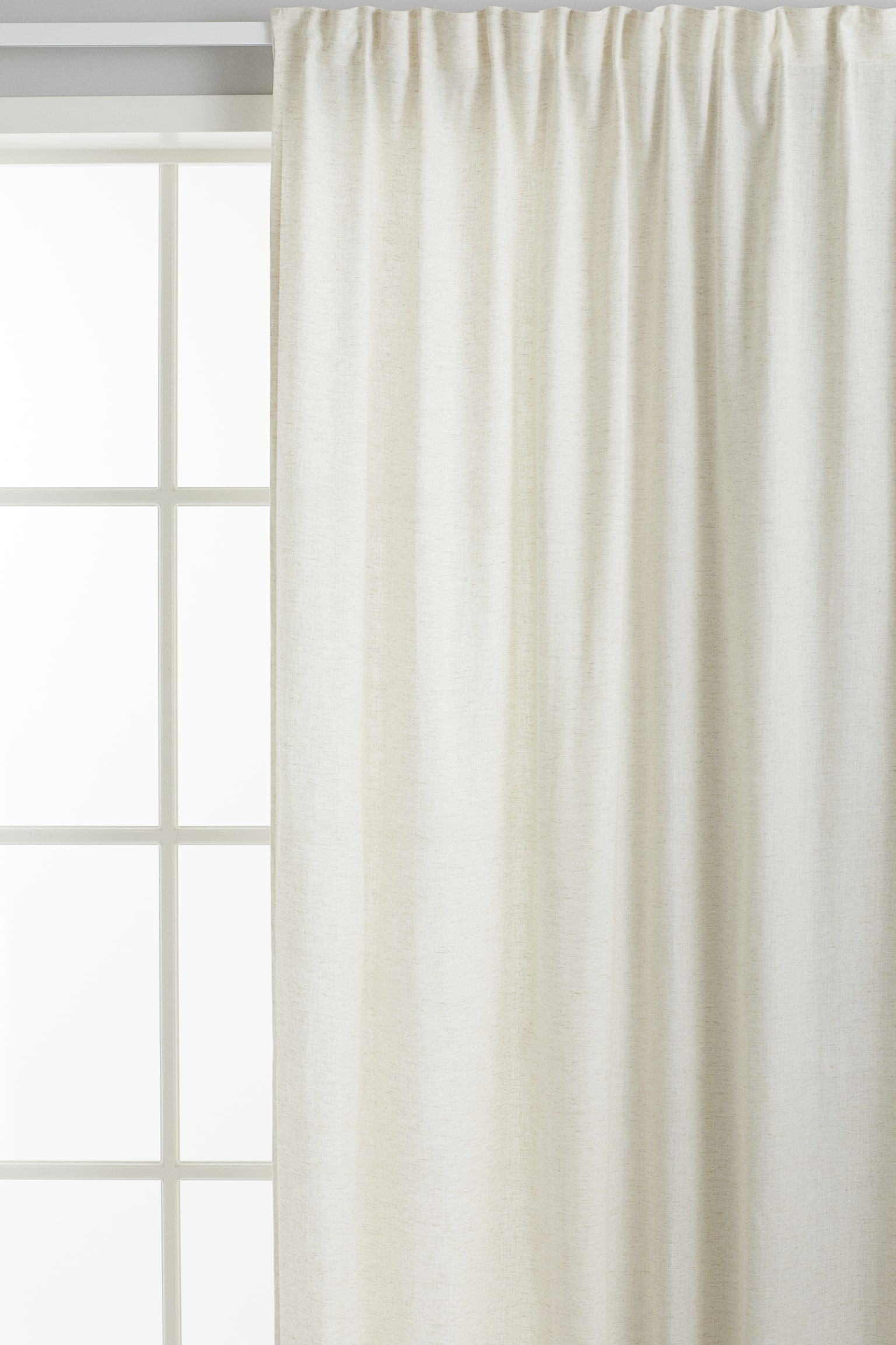 1-pack wide lyocell-blend curtain length - White/Beige - 1