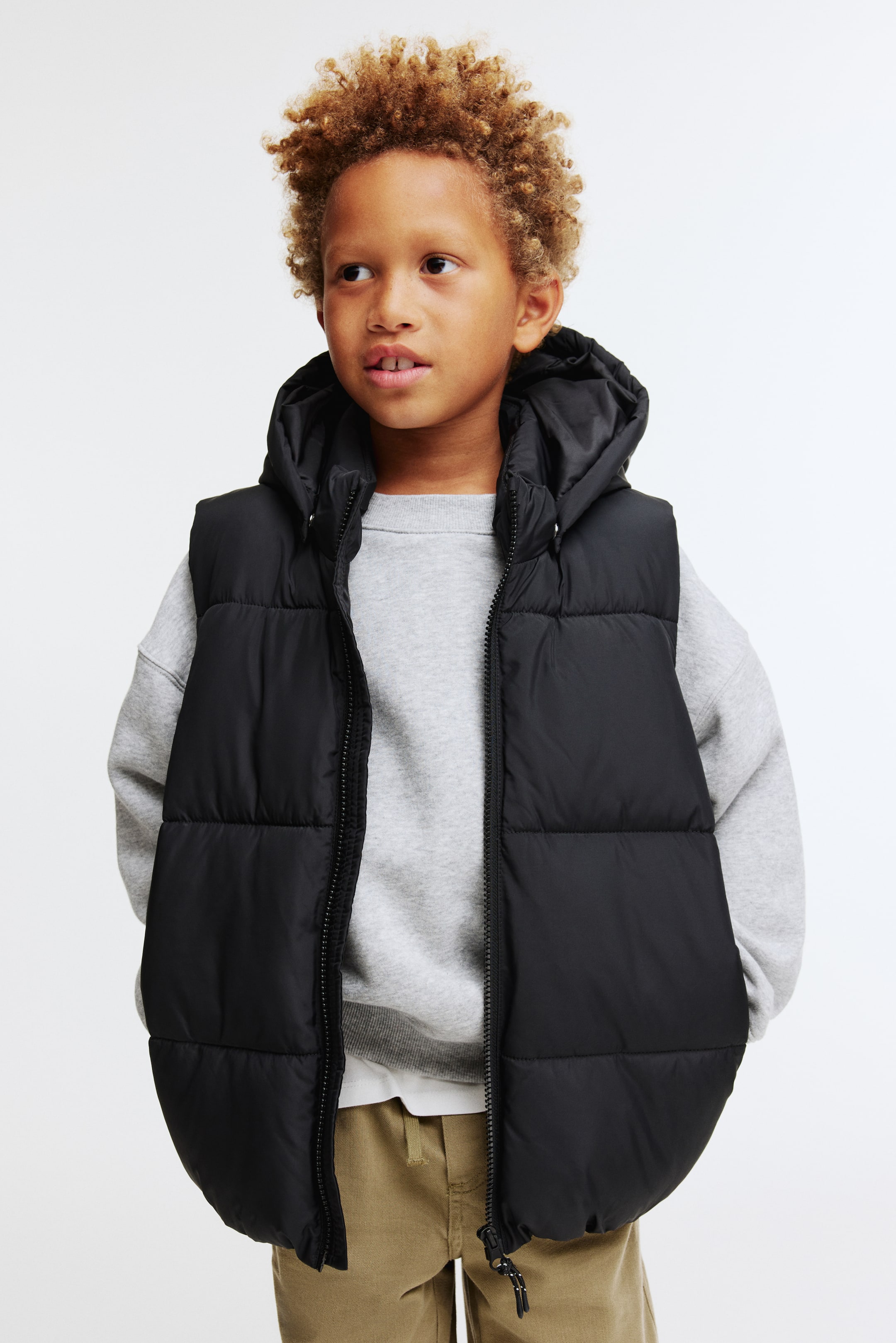 View larger image: Hooded puffer gilet - Black - Kids | H&M IE 1