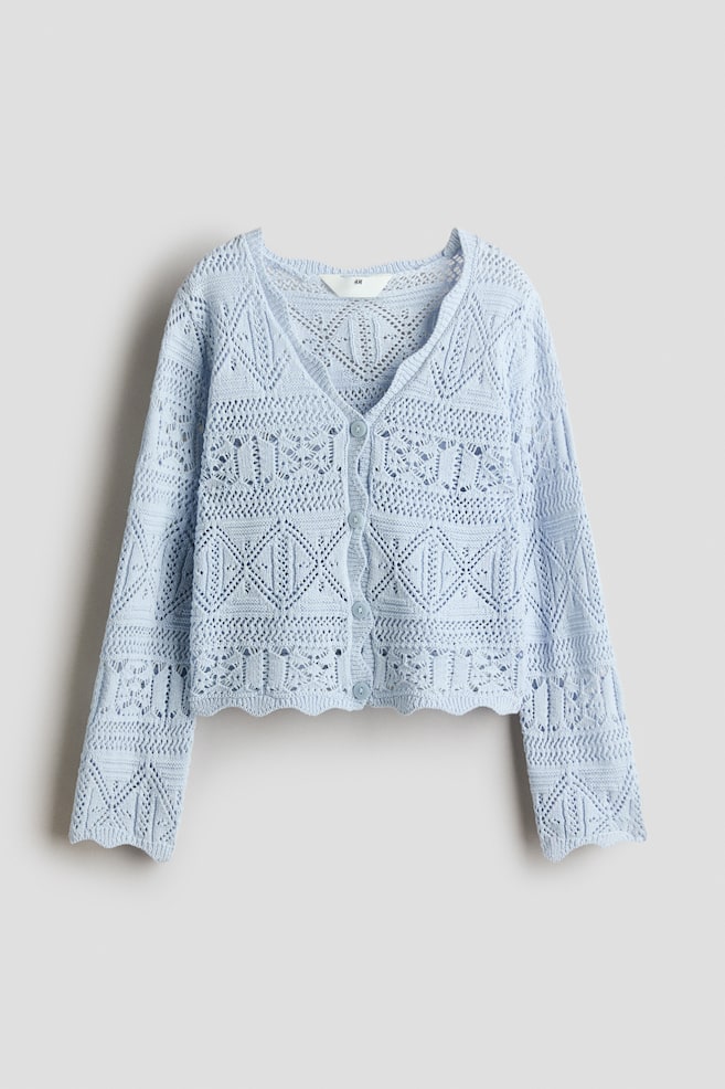 Crochet-look cardigan - Light blue - 1