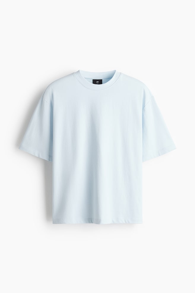 Loose-Fit Boxy T-Shirt - Light blue/Dark brown - 1