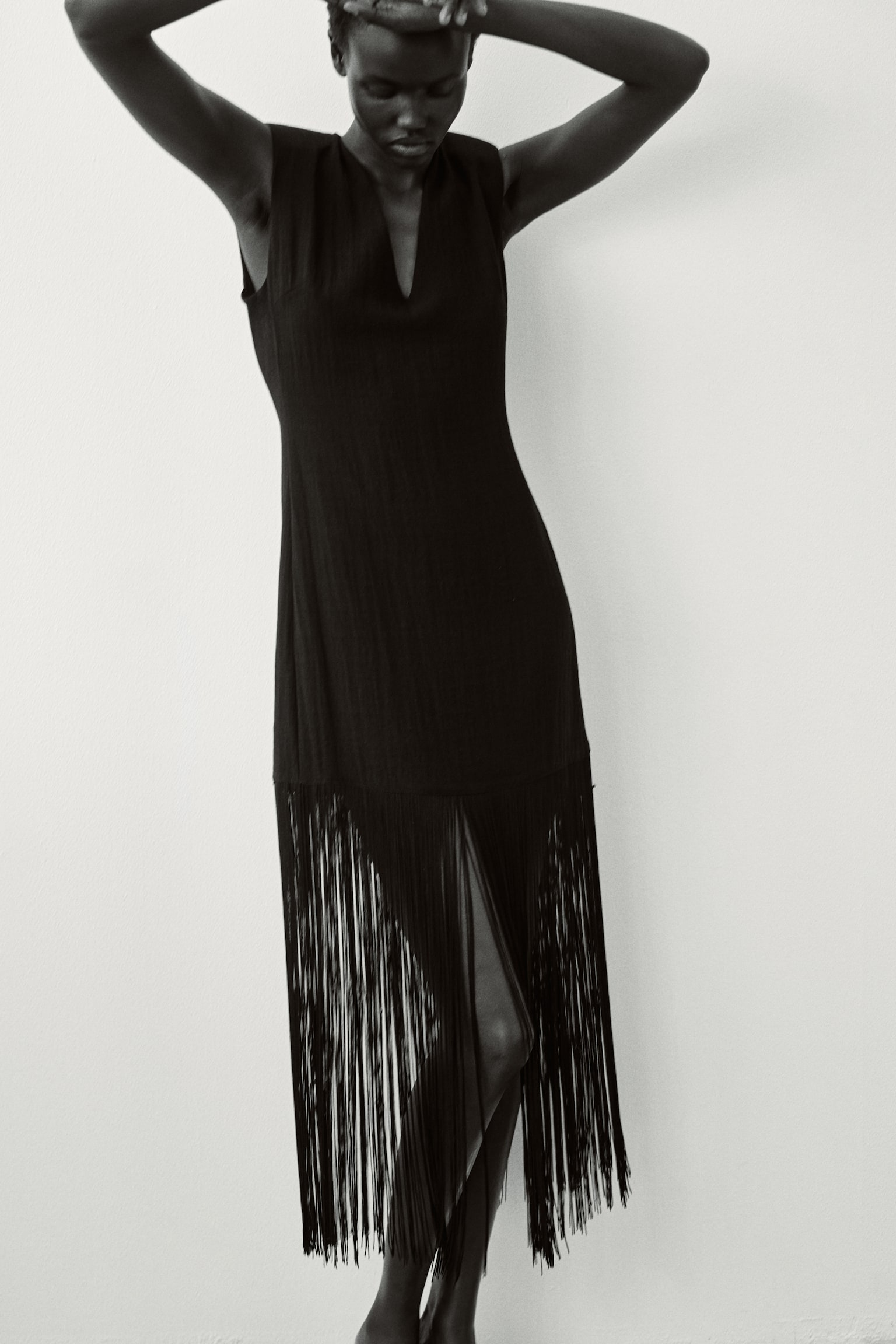 Fringed shoulder-pad dress - 3