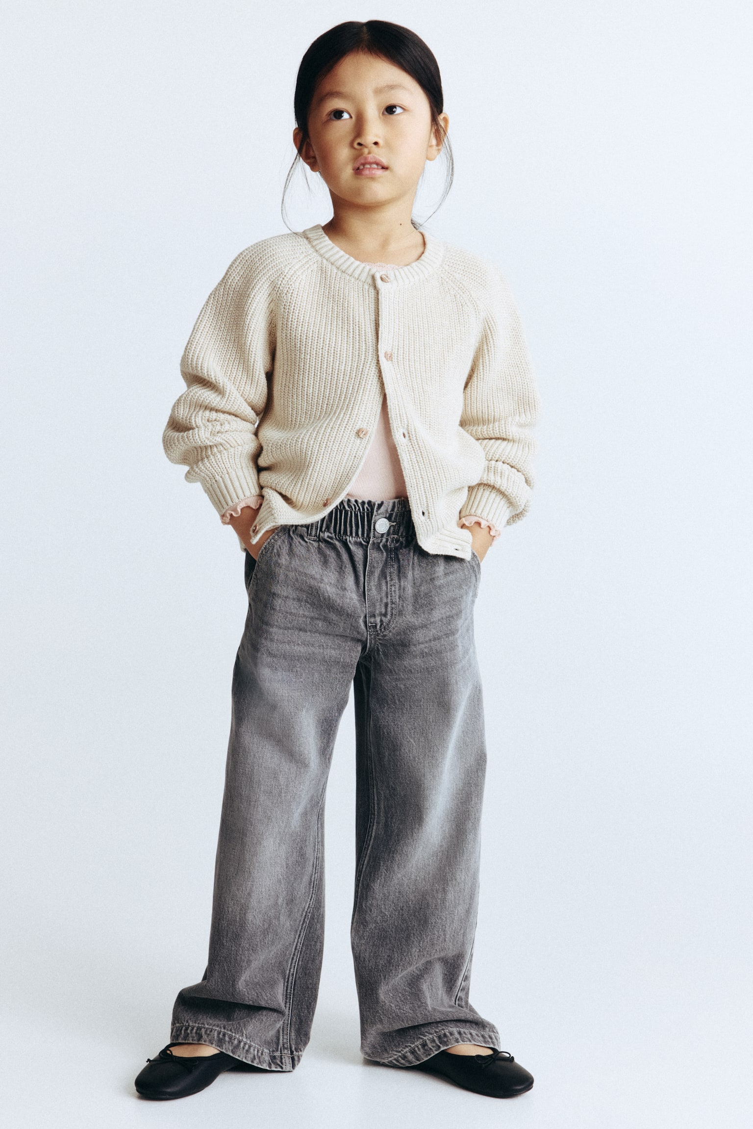 Wide Leg paper bag jeans - Denim grey/Denim blue/Light pink/Denim blue/Light beige/Floral/Light pink/Denim blue/Light denim blue/Light beige/Floral - 1