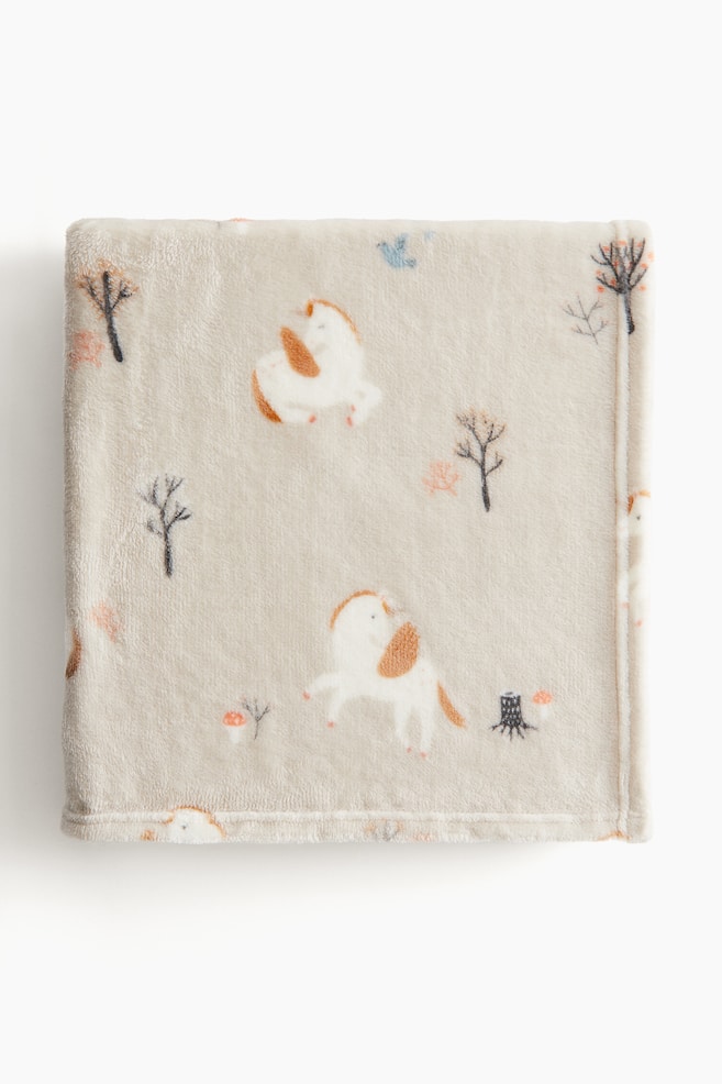 Patterned fleece blanket - Light beige/Unicorns/Light beige/Dinosaurs/Beige/Croissants/Light yellow/Oranges/Light green/Vehicles/Dark green/Le Petit Campus/Cream/Spiders/Light pink/Cherries/Black/Ghosts/Dark red/Le Petit Campus - 1
