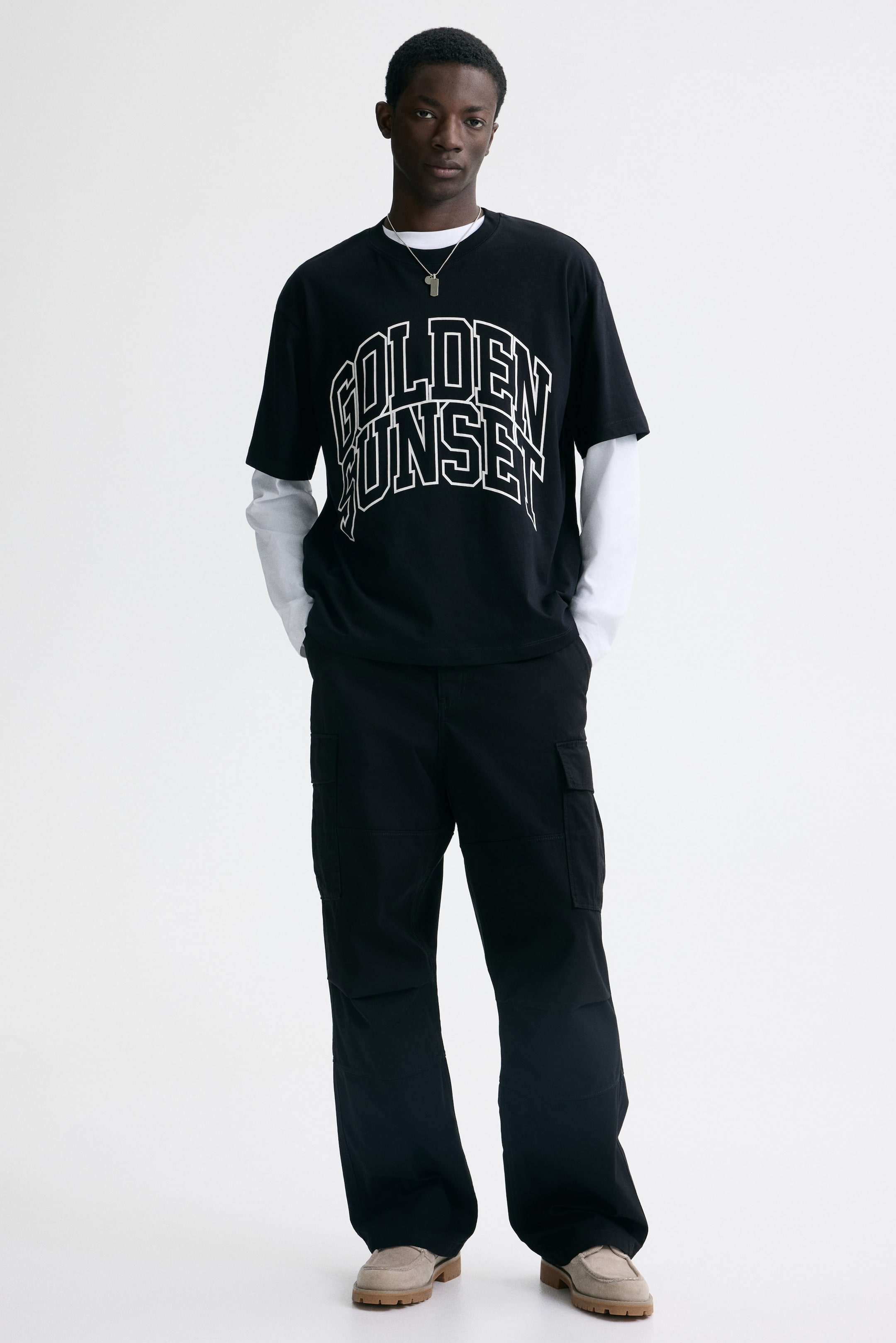 View larger image: Loose-Fit Printed T-Shirt - Black/Golden Sunset - Men | H&M US 1