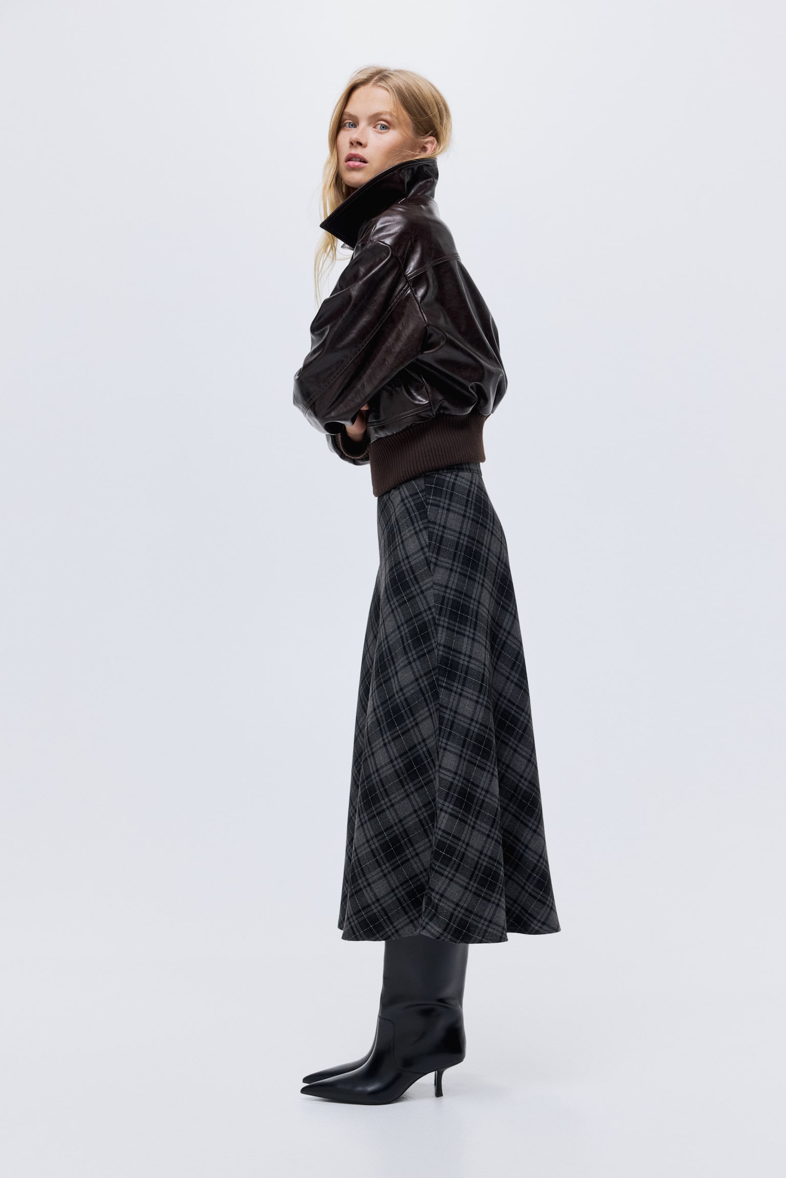 Midi skirt - Grey/Checked - 3