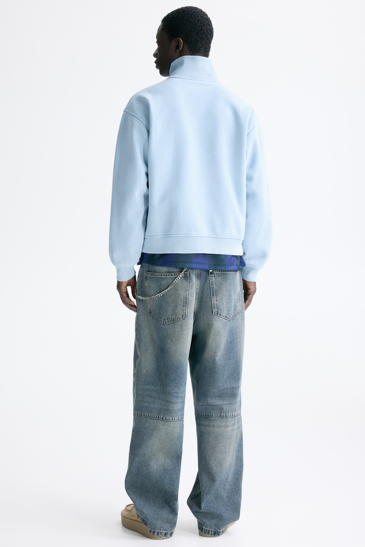 Rozpinana pudełkowa bluza Loose Fit - Jasnoniebieski/Bright green/Jasnoszary melanż - 4