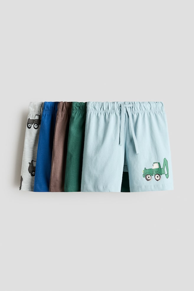 5-pack Pull-on Shorts - Turquoise/vehicles/Dark blue/sailboats/Dark gray/dinosaurs - 1