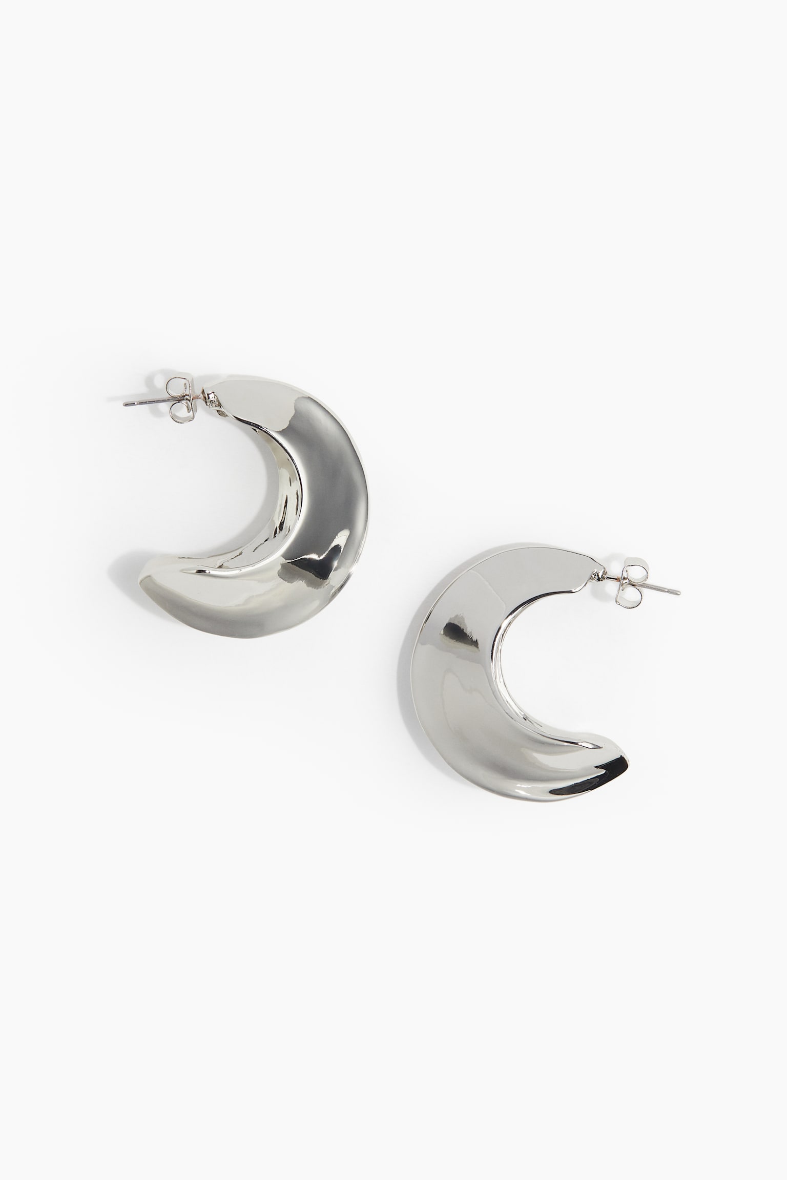 Point-edge hoop earrings - Silver-coloured - 2